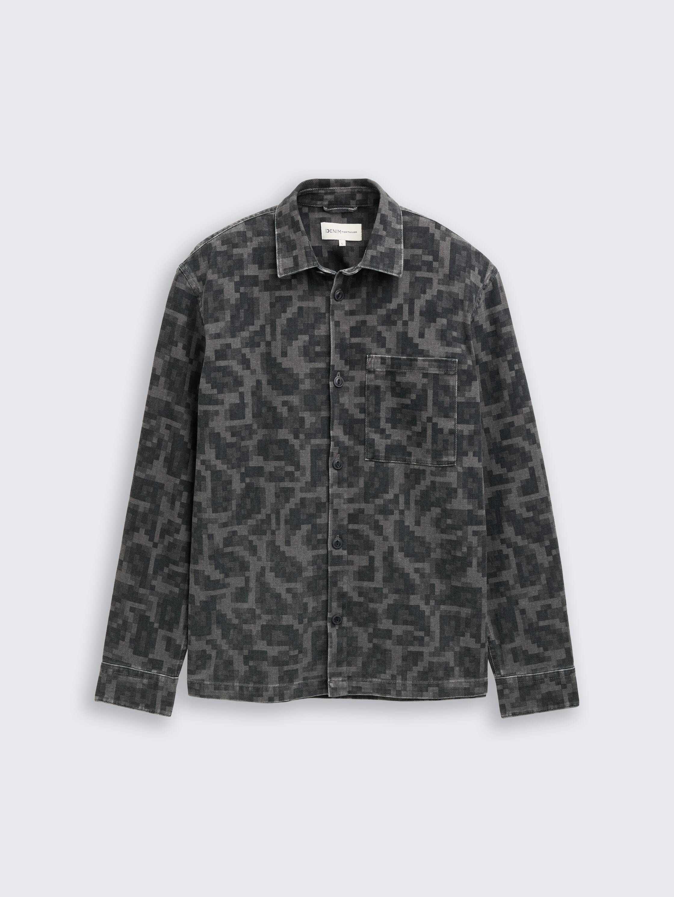 Overshirt mit Brusttasche - night_grey_big_pixel_print - 