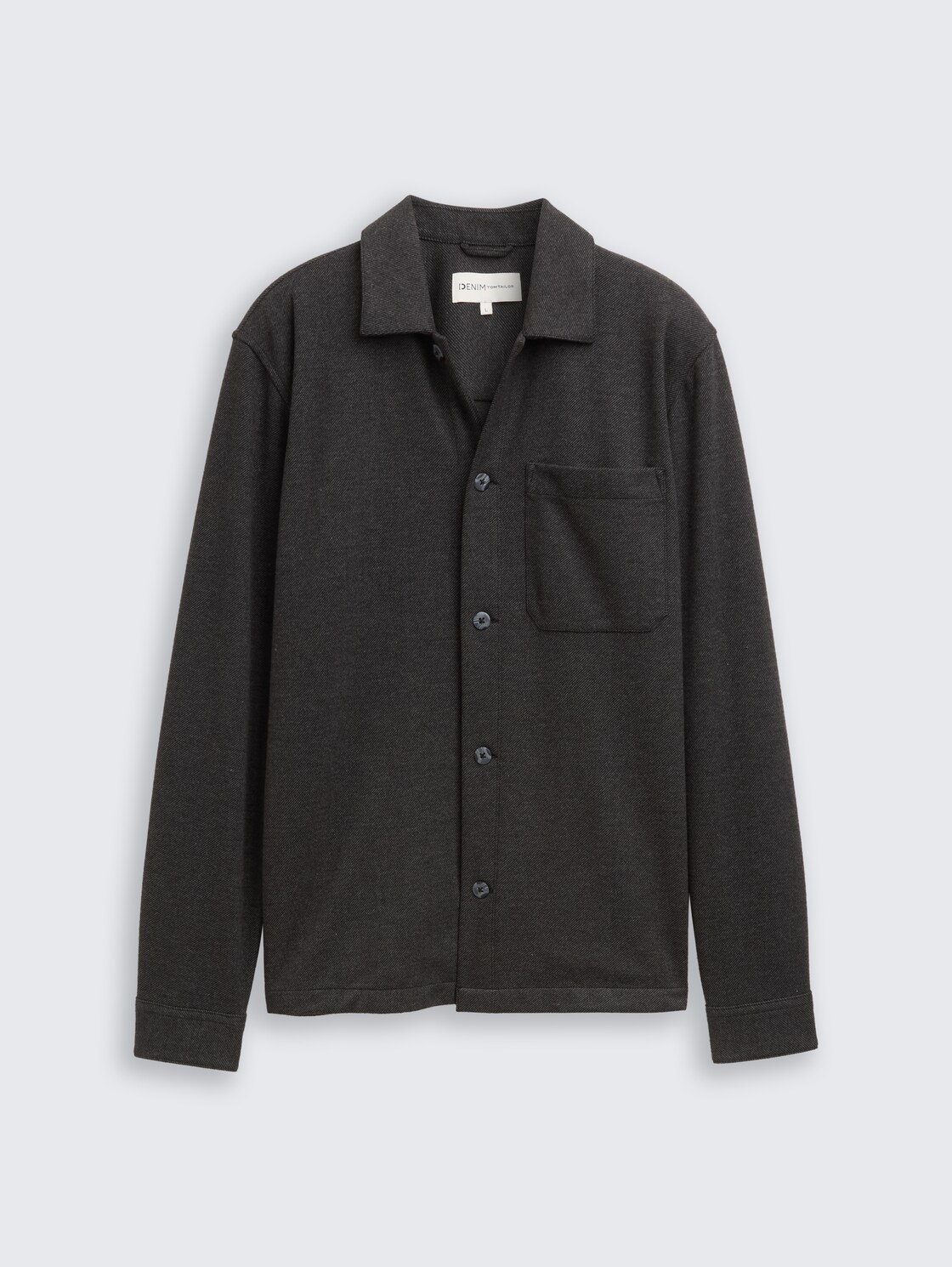 Overshirt with breast pocket - black twill - Front product view