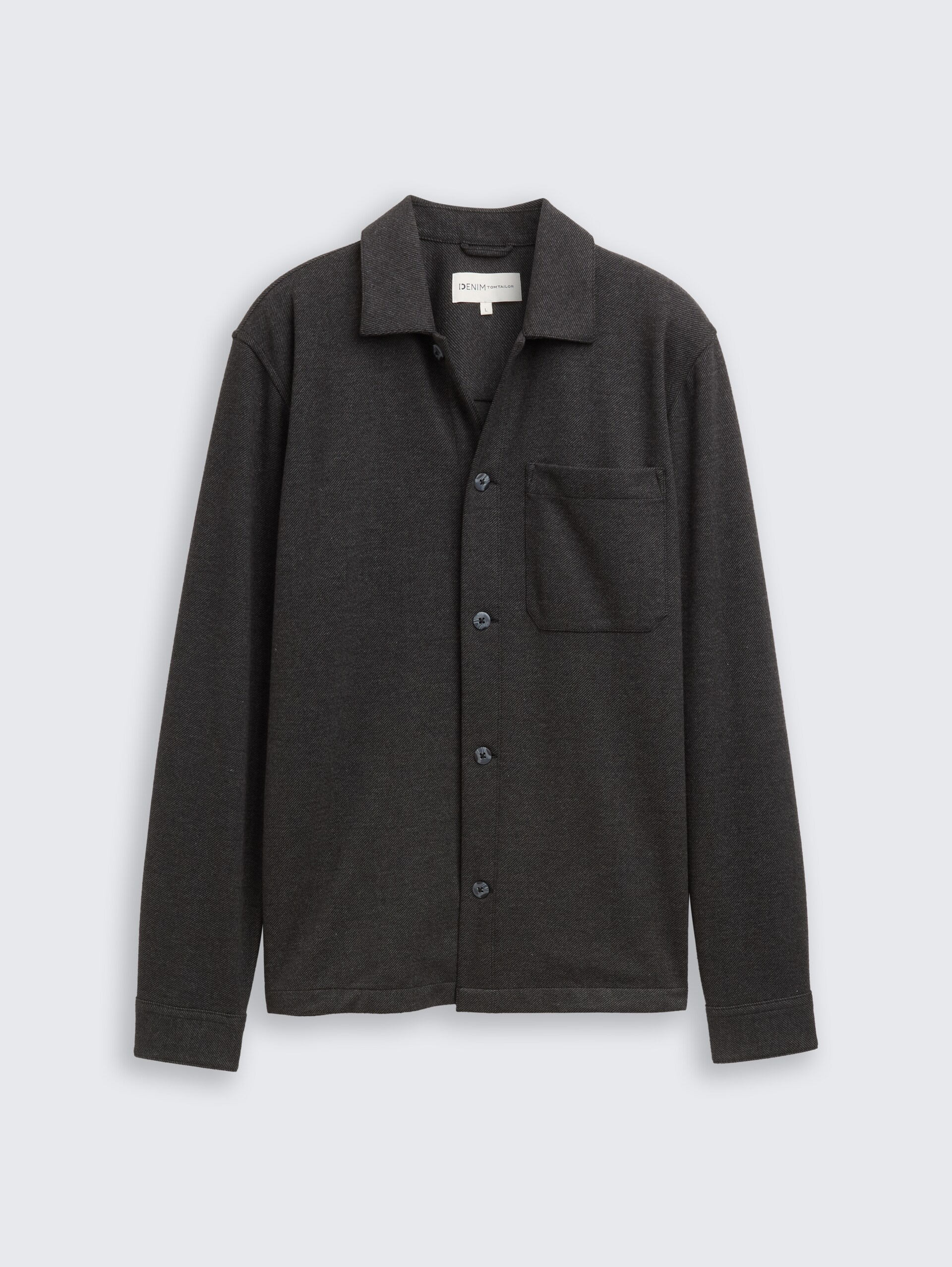 Overhemd met borstzak - black twill - Product vooraanzicht