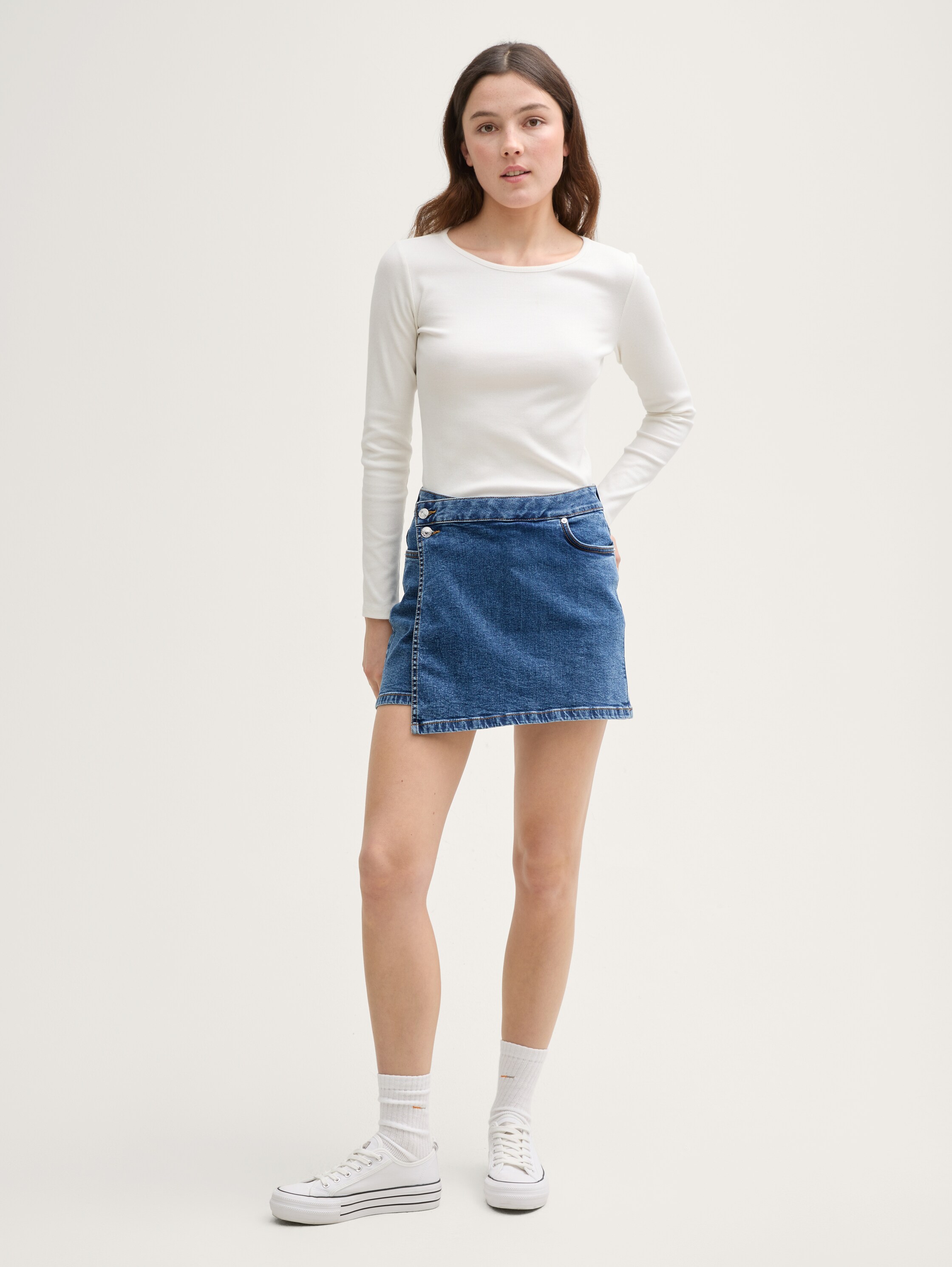 Jeans skort met overslaglook - 1