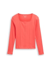 Ausgewählt, Ripp Langarmshirt mit Karree-Ausschnitt von Tom Tailor, rot