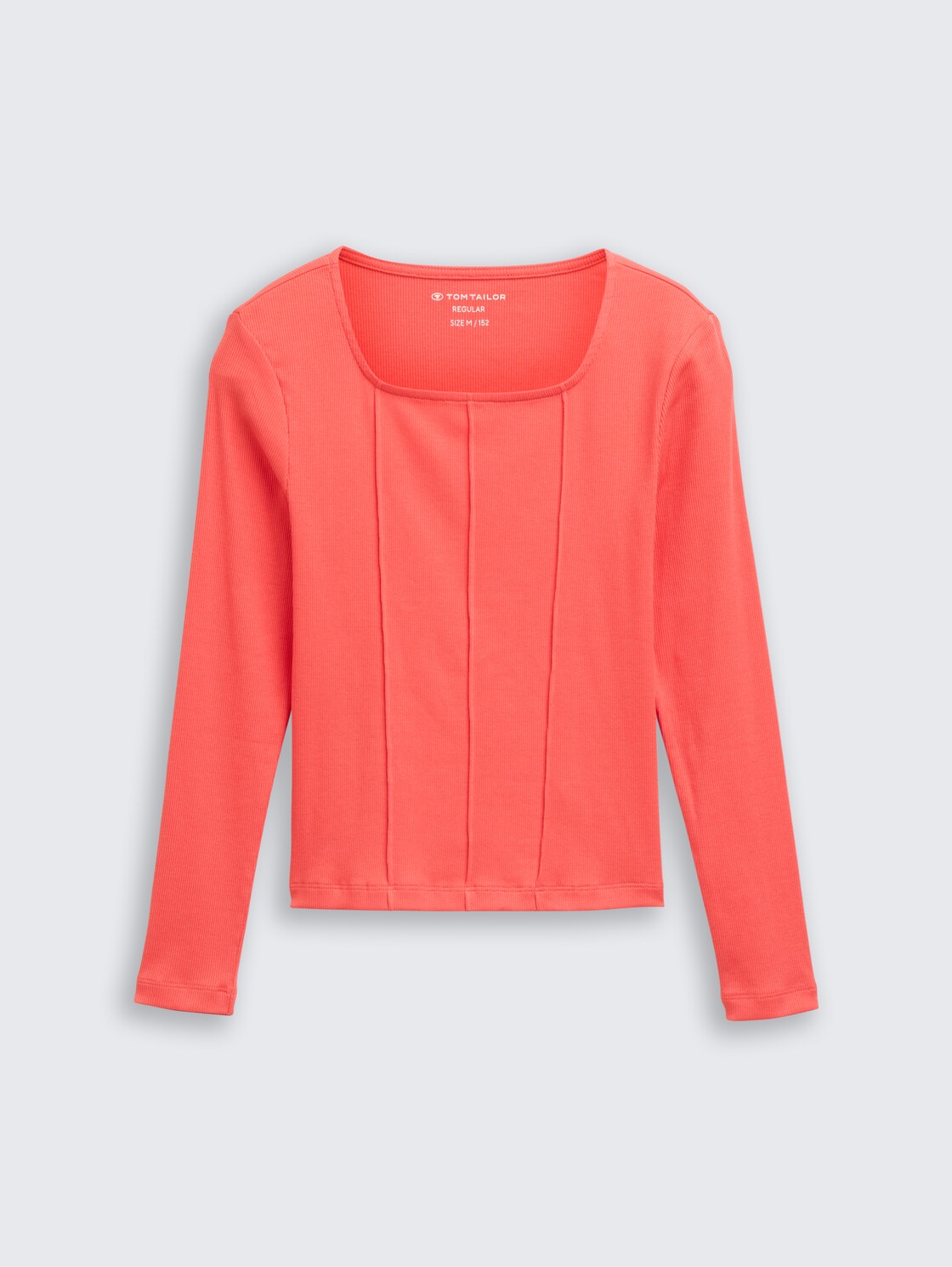 Ripp Langarmshirt mit Karree-Ausschnitt - Plain Red - Vorder-Produkt-Ansicht