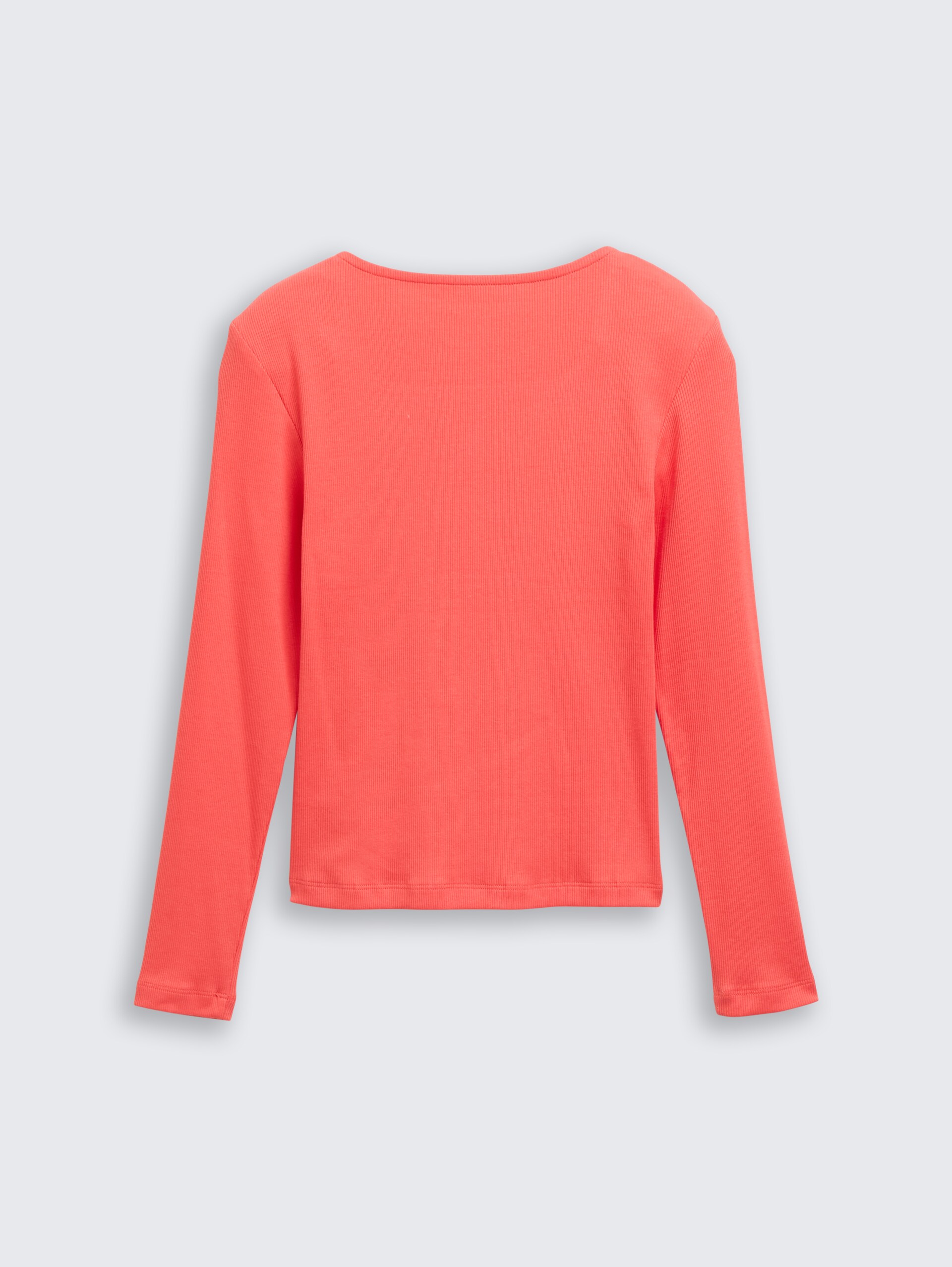 Ripp Langarmshirt mit Karree-Ausschnitt - Plain Red