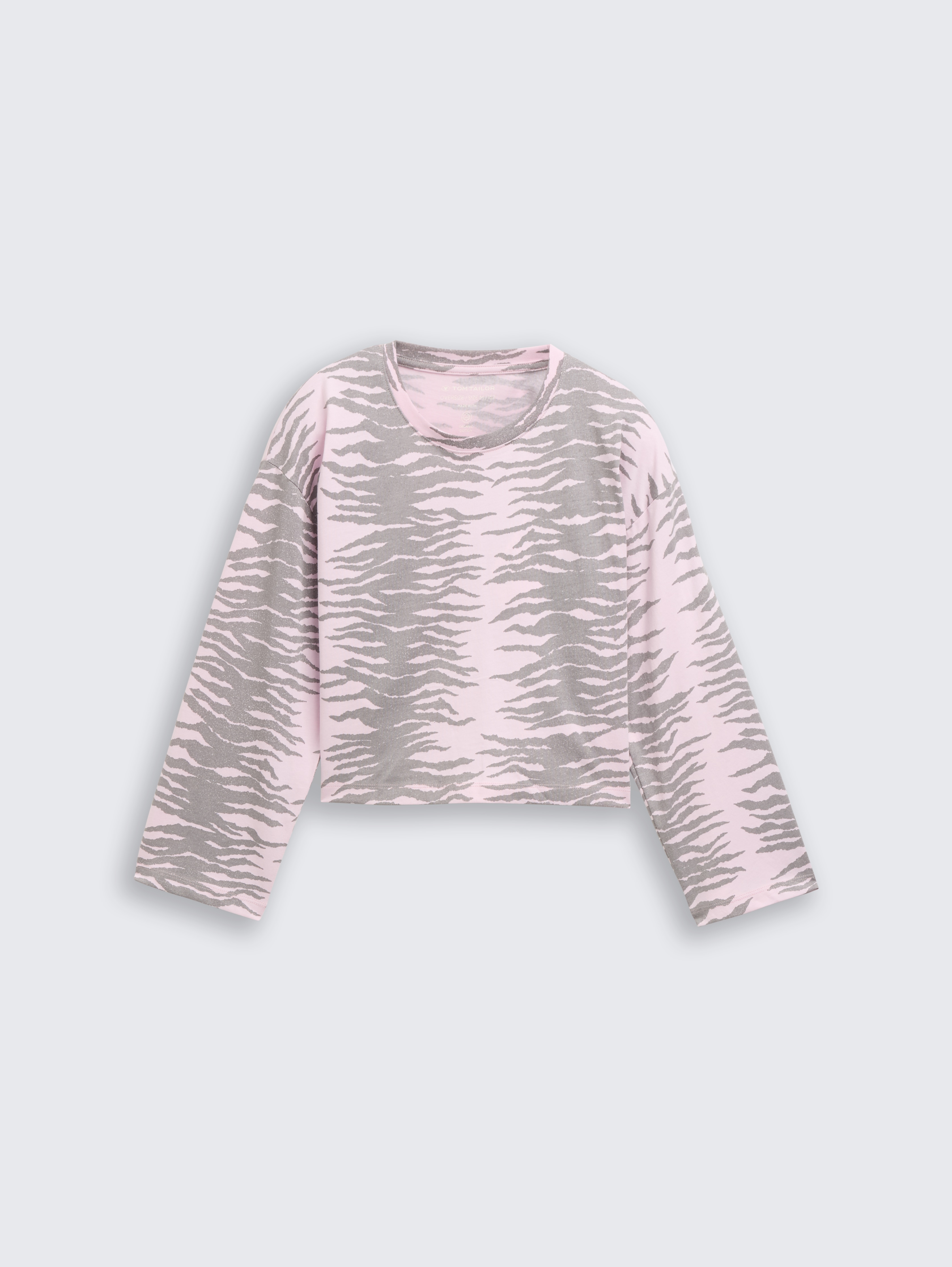 Cropped Langarmshirt mit Muster von Teen Girls, rose zebra design