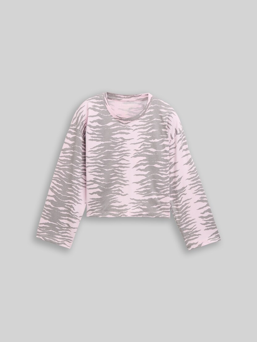 Cropped Langarmshirt mit Muster von Teen Girls, rose zebra design