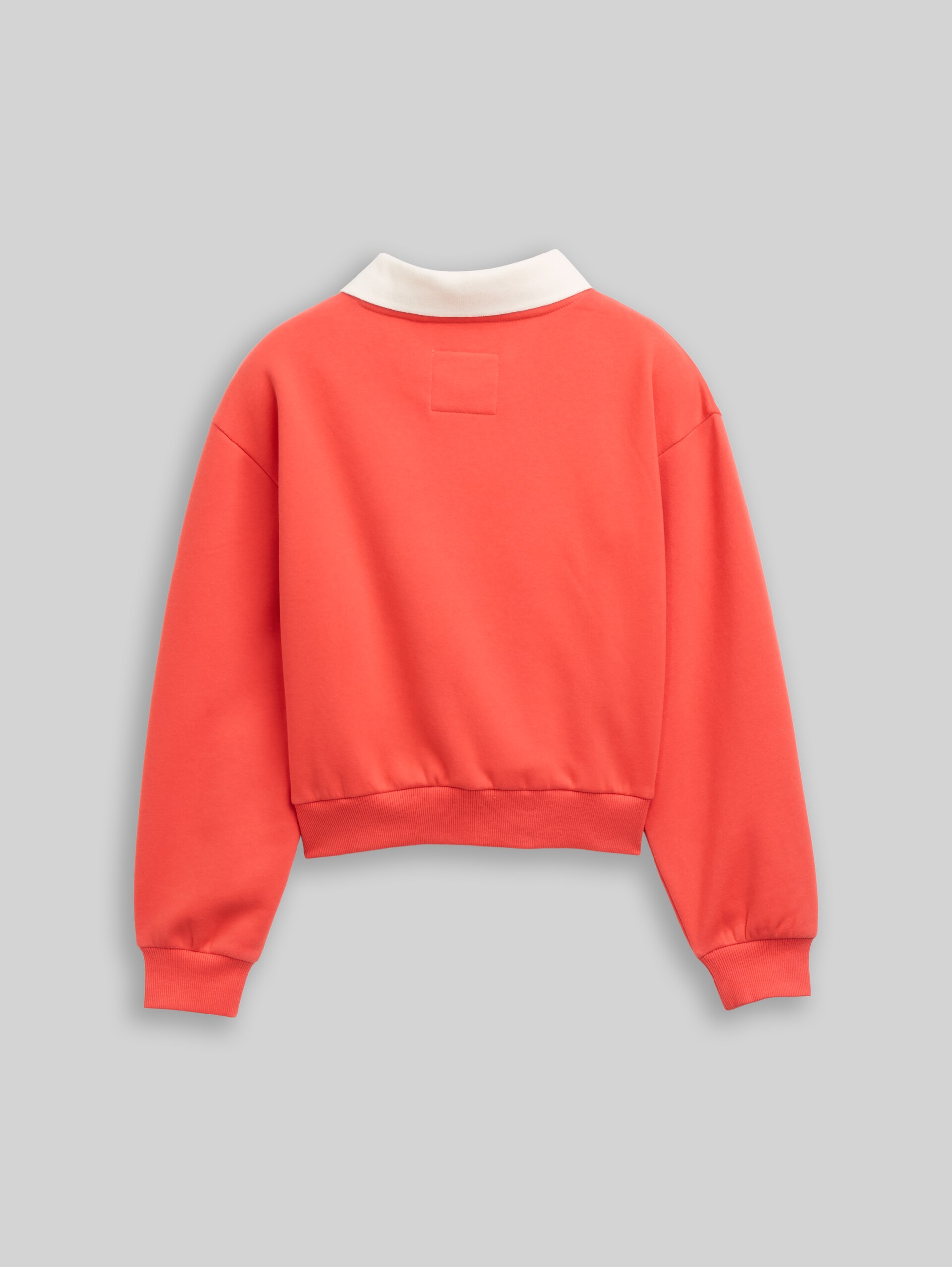 Cropped sweatshirt with collar - Plain Red