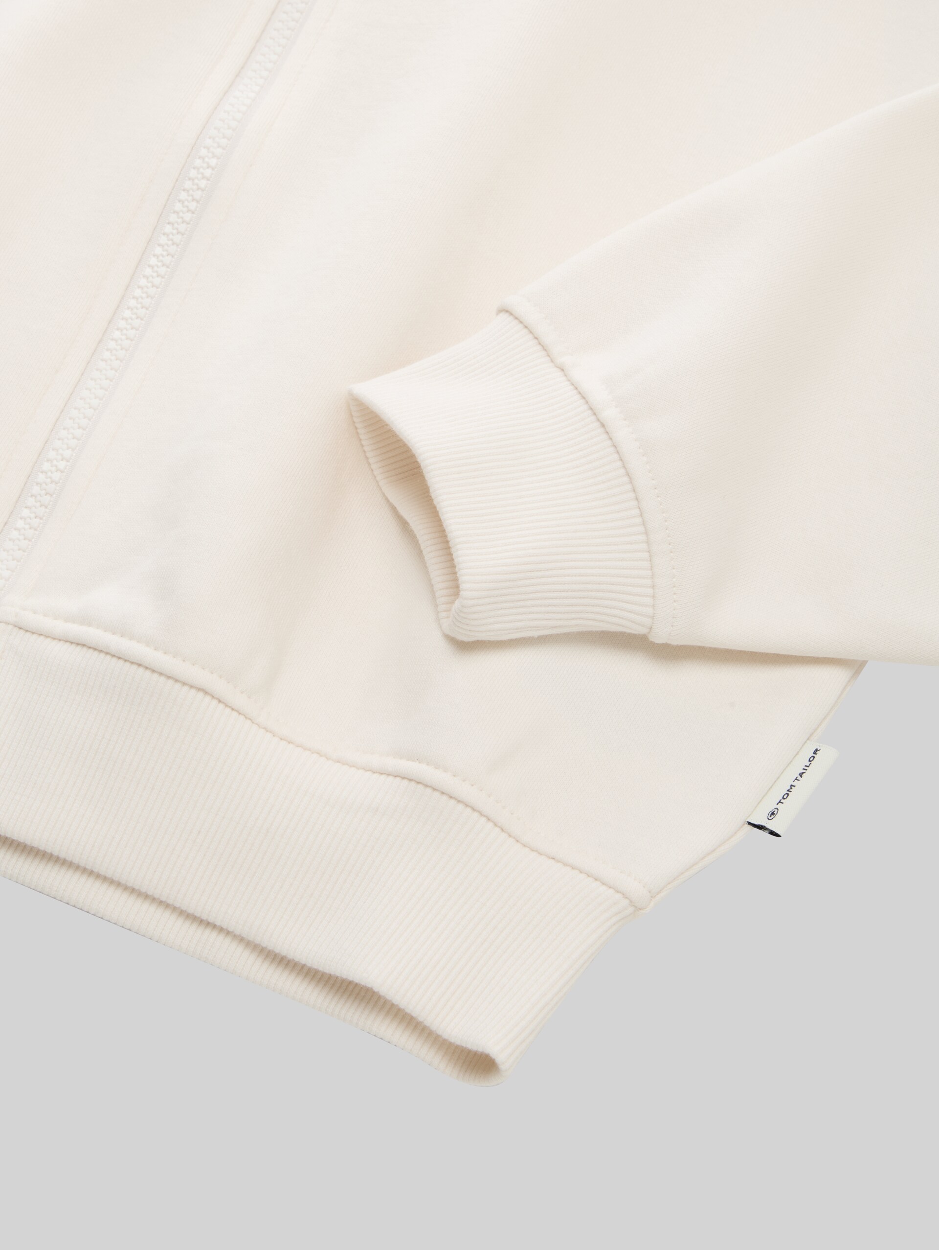 Oversized sweat jacket with stand-up collar - Gardenia White - Detail model view