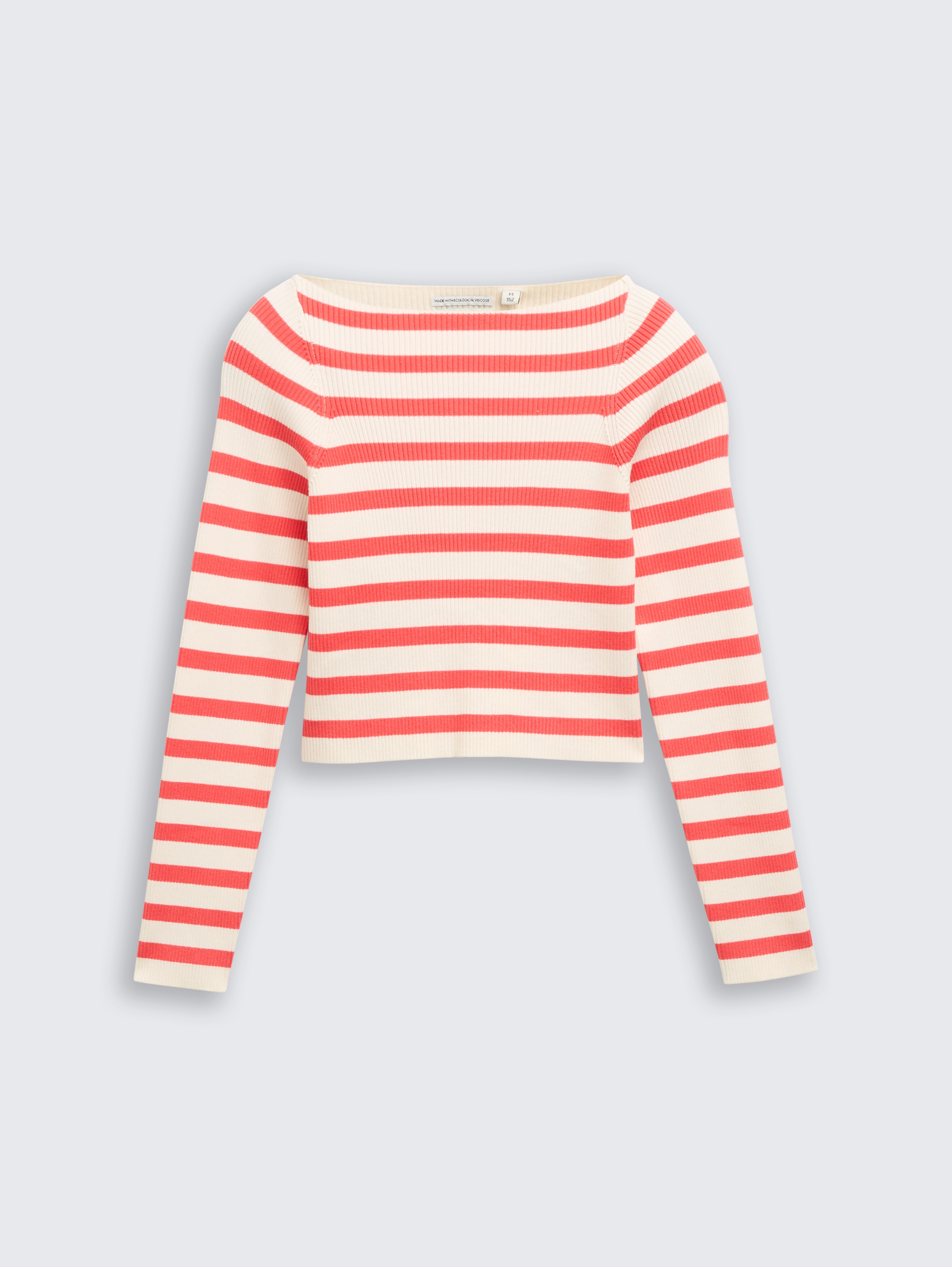 Cropped Ripp Pullover mit Streifenmuster von Teen Girls, red white stripe design