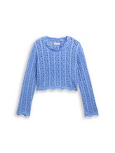 Ausgewählt, Cropped Ajour Strickpullover von Tom Tailor, blau