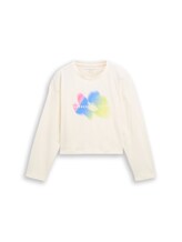 Ausgewählt, Cropped Langarmshirt mit Print von Tom Tailor, weiß