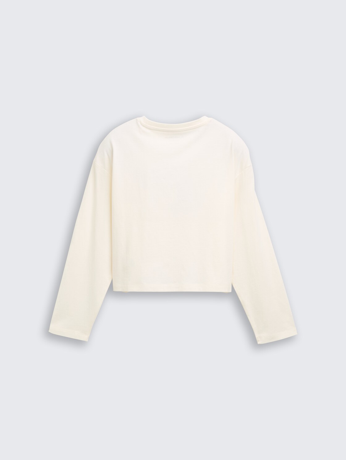 Cropped Langarmshirt mit Print - Wool White
