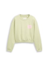 Ausgewählt, Cropped Sweatshirt mit Print von Tom Tailor, grün