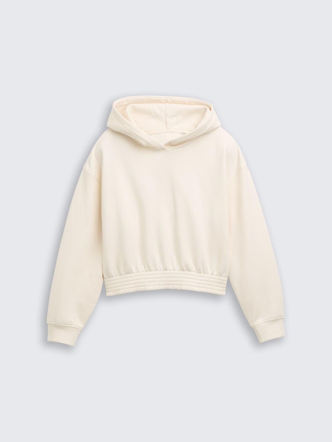 Cropped Hoodie Sweatshirt mit Print - Gardenia White - Vorder-Produkt-Ansicht