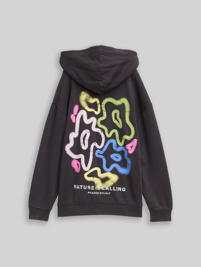 Oversize Hoodie Sweatshirt mit Rückenprint von Teen Girls, coal grey