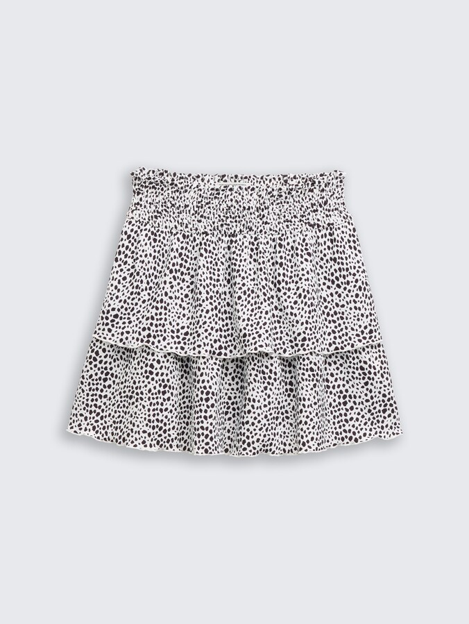 Mini flounce skirt with pattern by Teen Girls, grey animal skin design