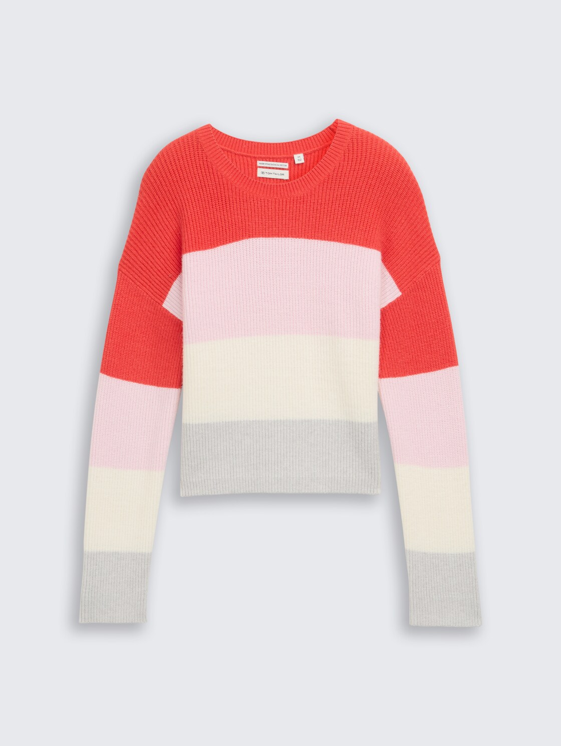 Cropped Strickpullover mit Colour Blocking - red bold block stripe