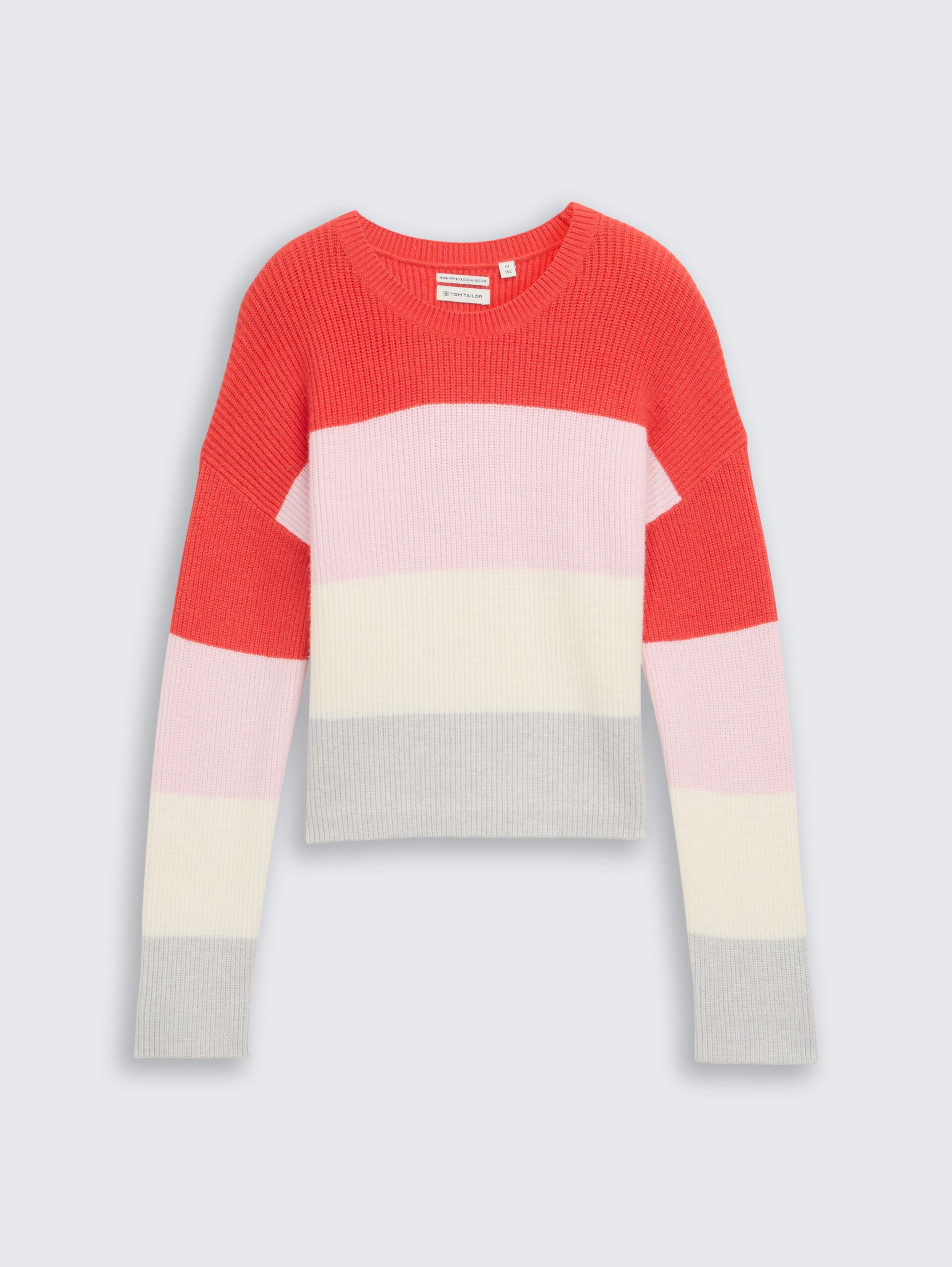Cropped gebreide trui met colour blocking - red bold block stripe