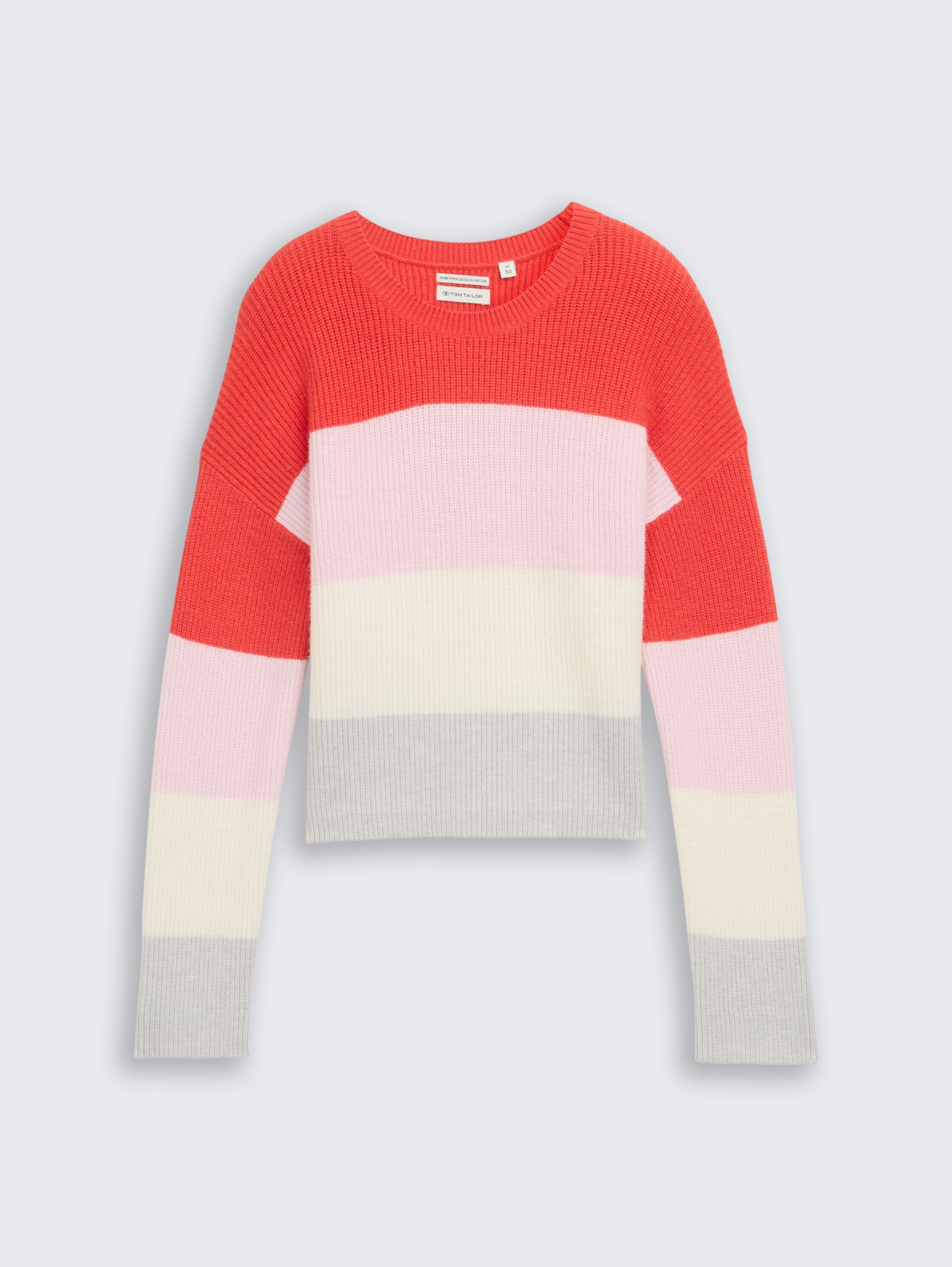 Cropped Strickpullover mit Colour Blocking - red_bold_block_stripe - 