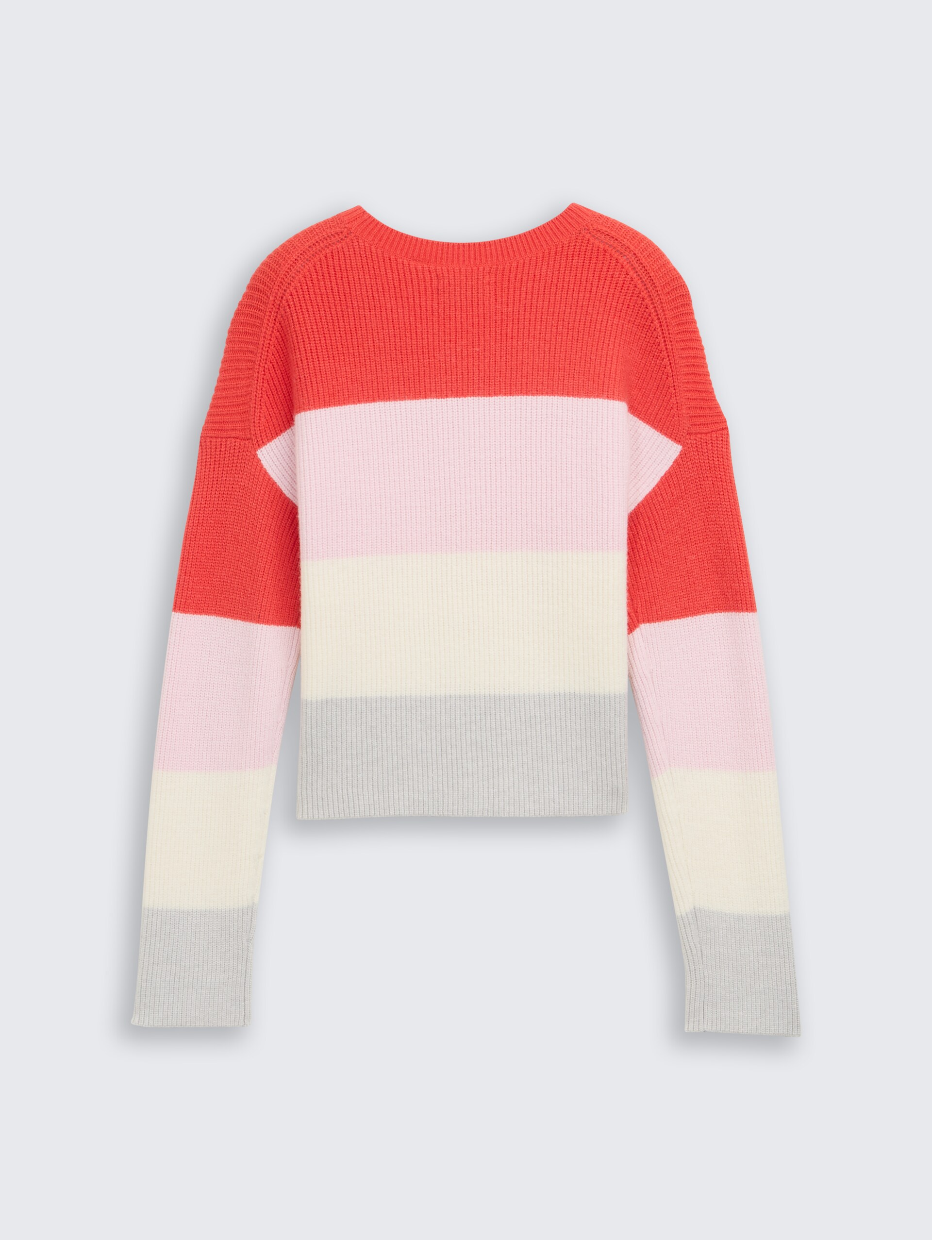 Cropped gebreide trui met colour blocking - red bold block stripe