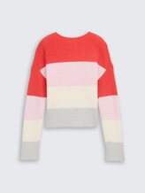 Pull-over court en maille avec blocs de couleur - red bold block stripe