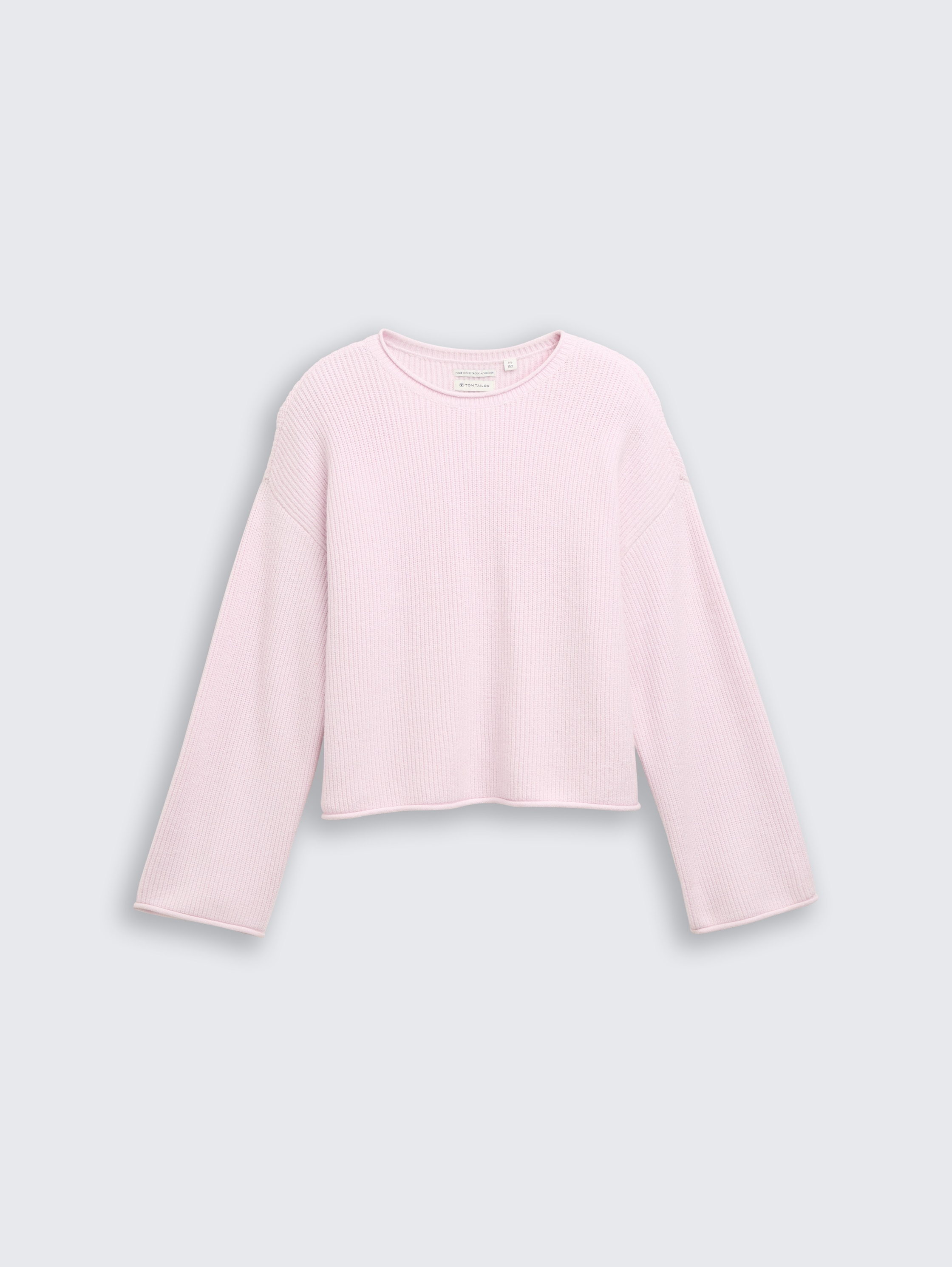Cropped knitted jumper - breeze rose