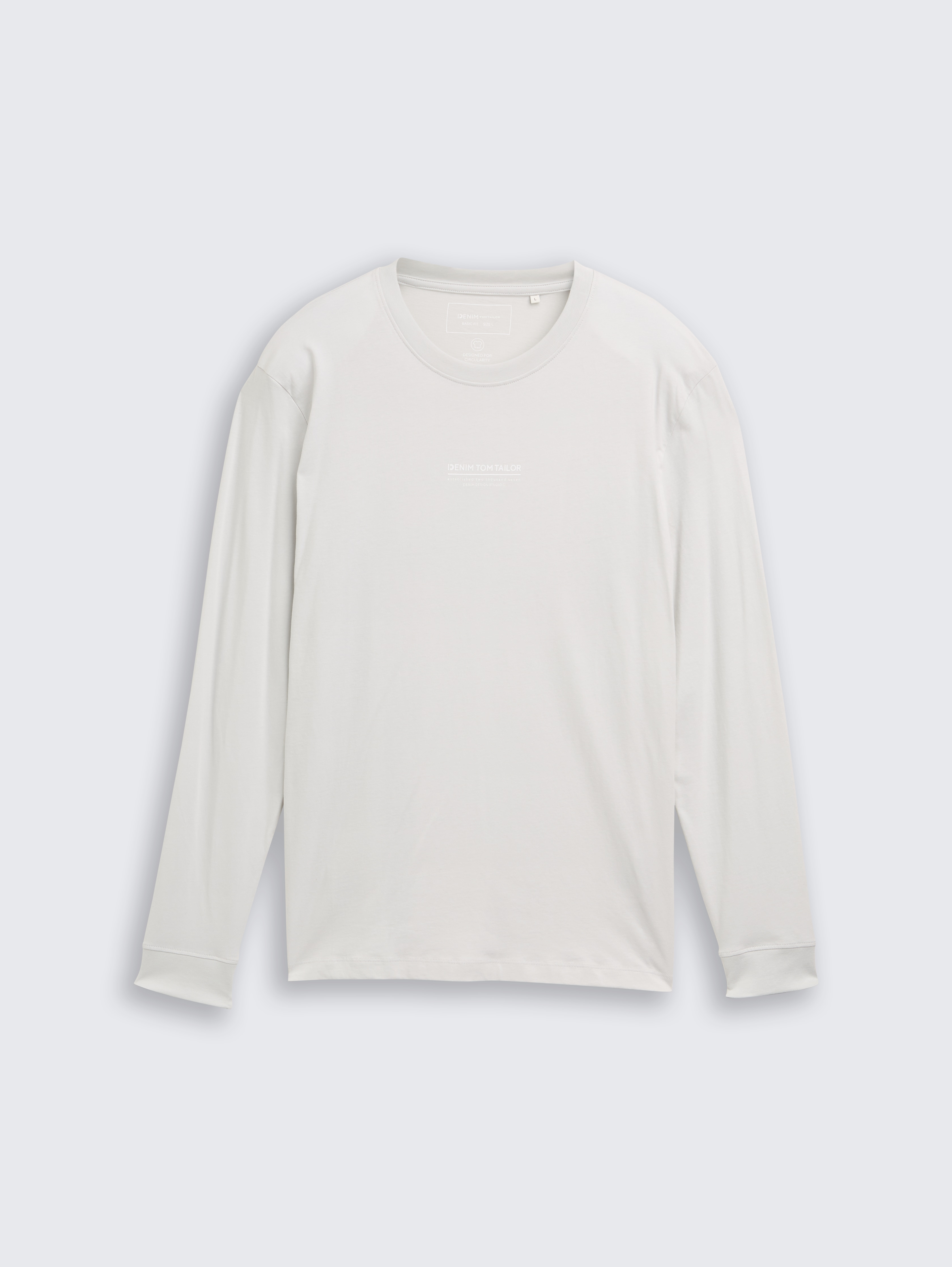 Langarmshirt mit Logo-Print von Denim Male, Chalk Grey