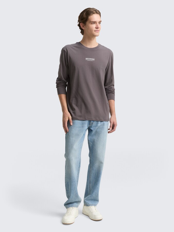 Langarmshirt mit Logo-Print von Denim Male, classic mid grey