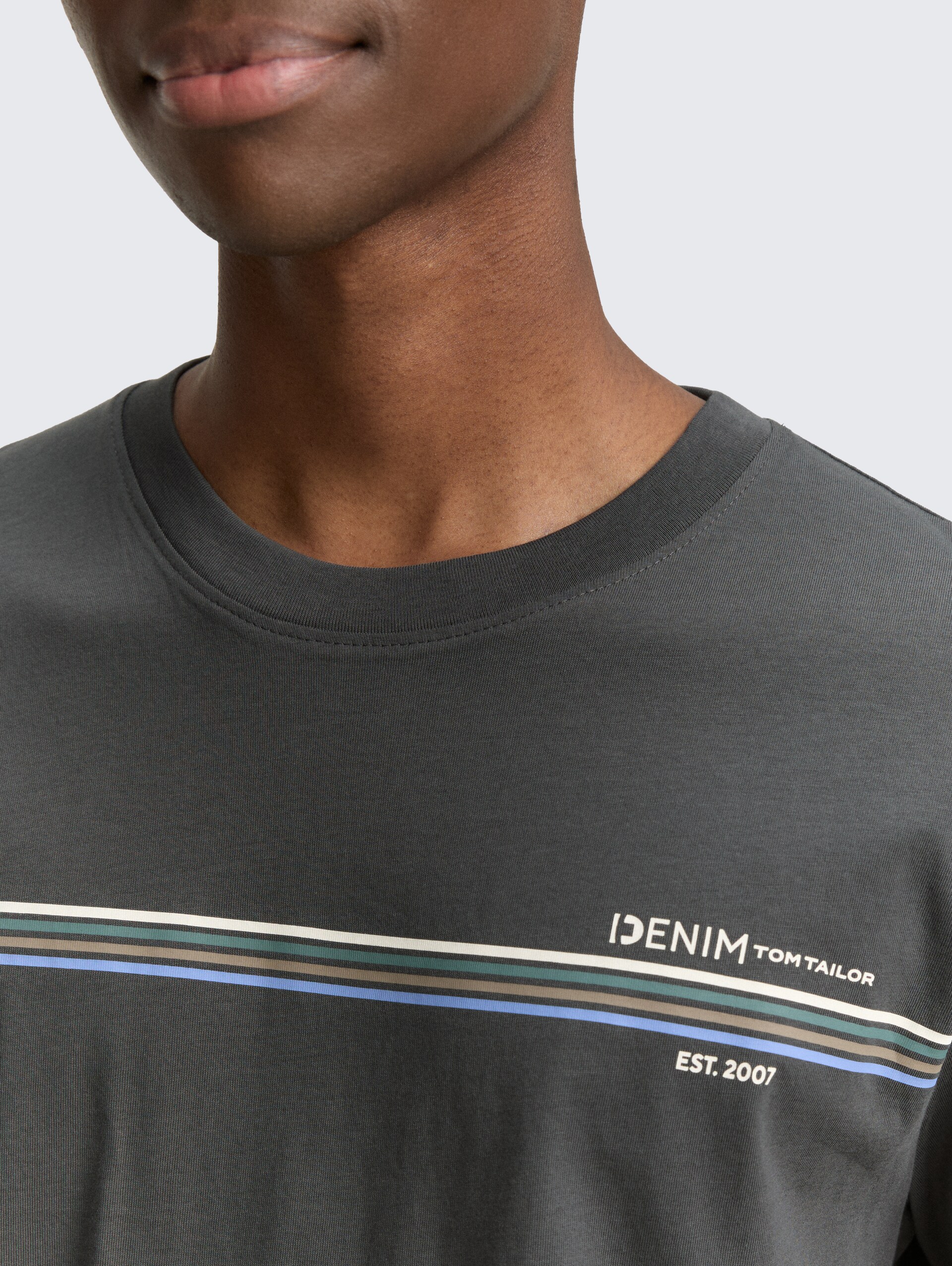 T-Shirt mit Print - ash grey - Detail-Model-Ansicht