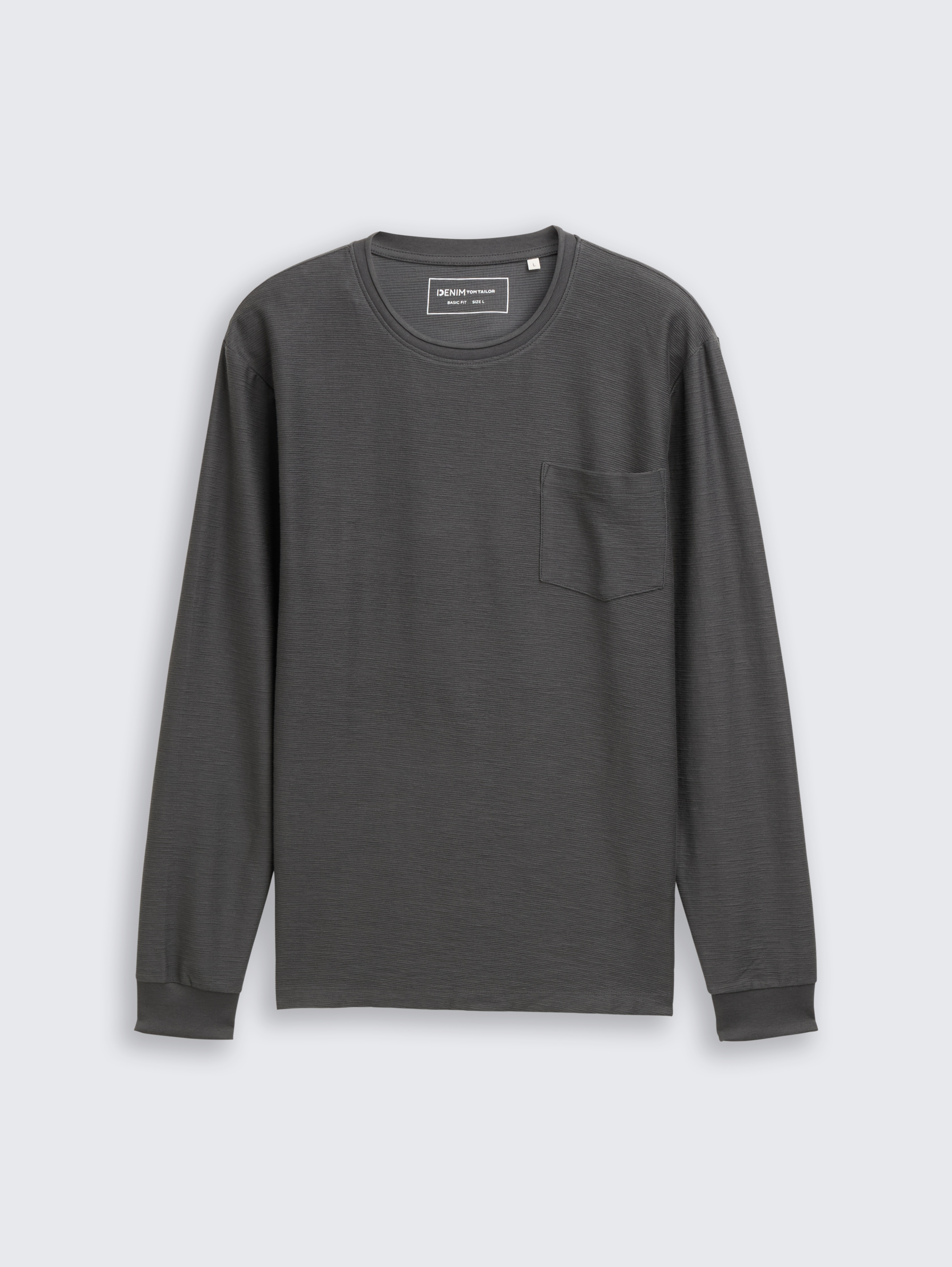 Langarmshirt mit Brusttasche von Denim Male, ash grey