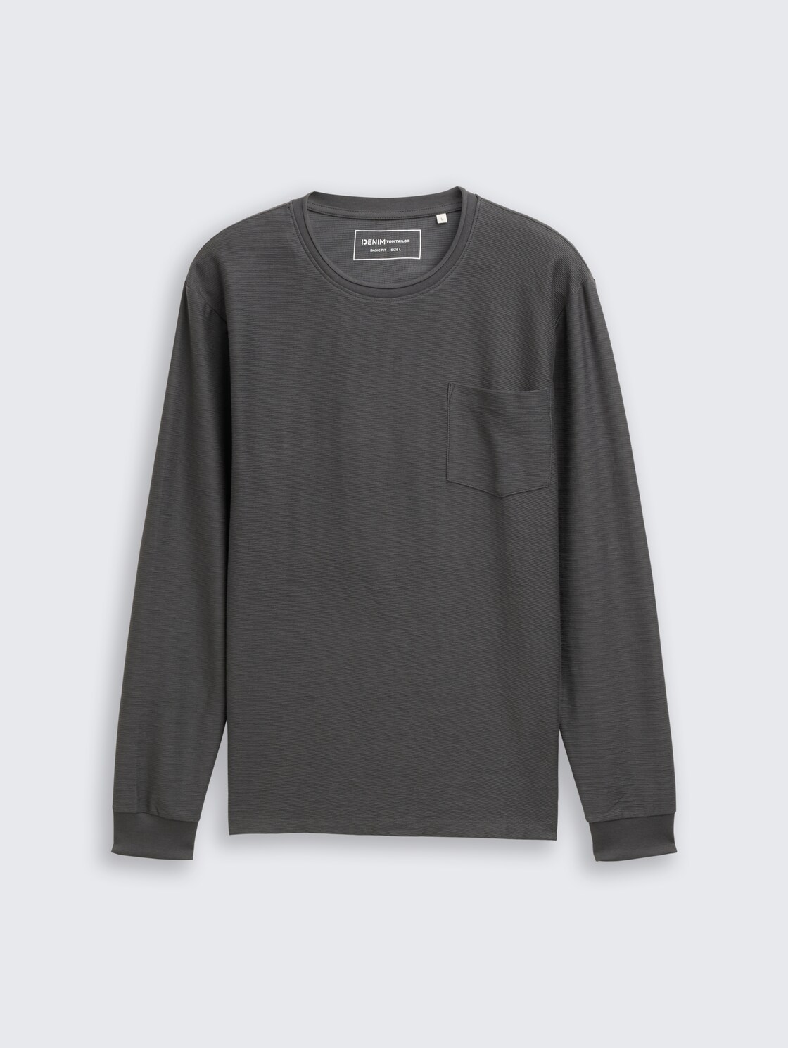 Langarmshirt mit Brusttasche - ash grey - Vorder-Produkt-Ansicht