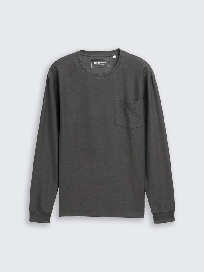 Langarmshirt mit Brusttasche von Denim Male, ash grey