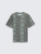T-shirt ample à motif - grey green patchwork print - Vue de face du produit