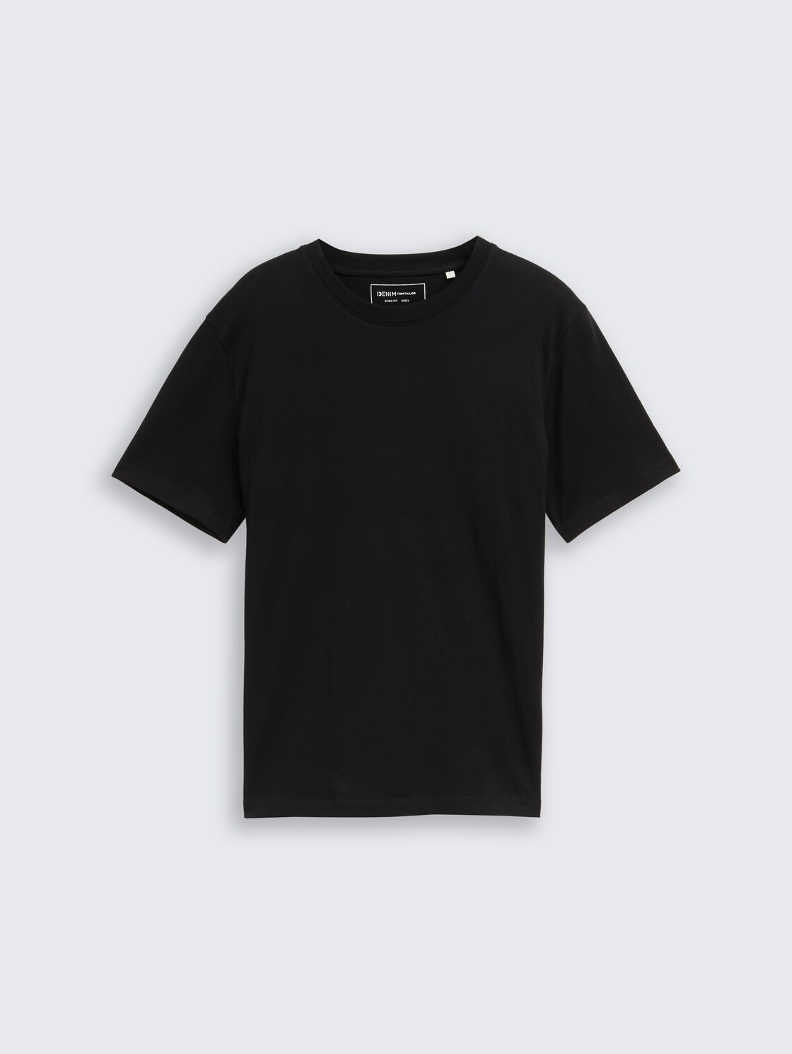 Basic T-Shirt in Unifarben - Black - Vorder-Produkt-Ansicht