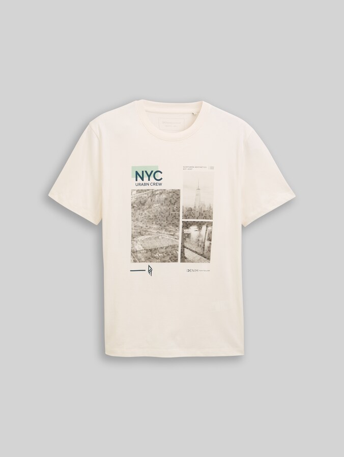 T-Shirt mit Fotoprint von Denim Male, Gardenia White