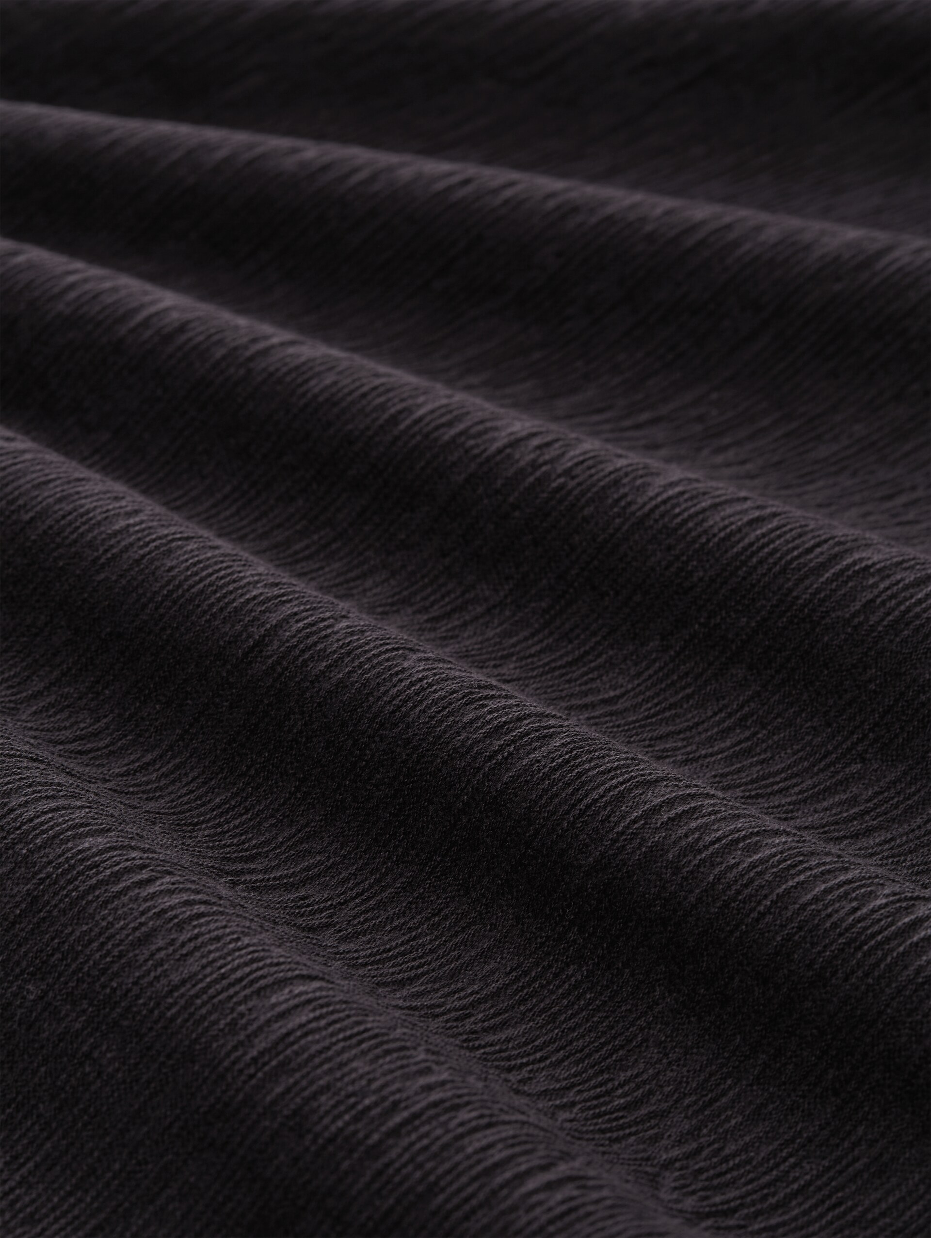 Henley Langarmshirt - Night Watch Black - Material-Ansicht