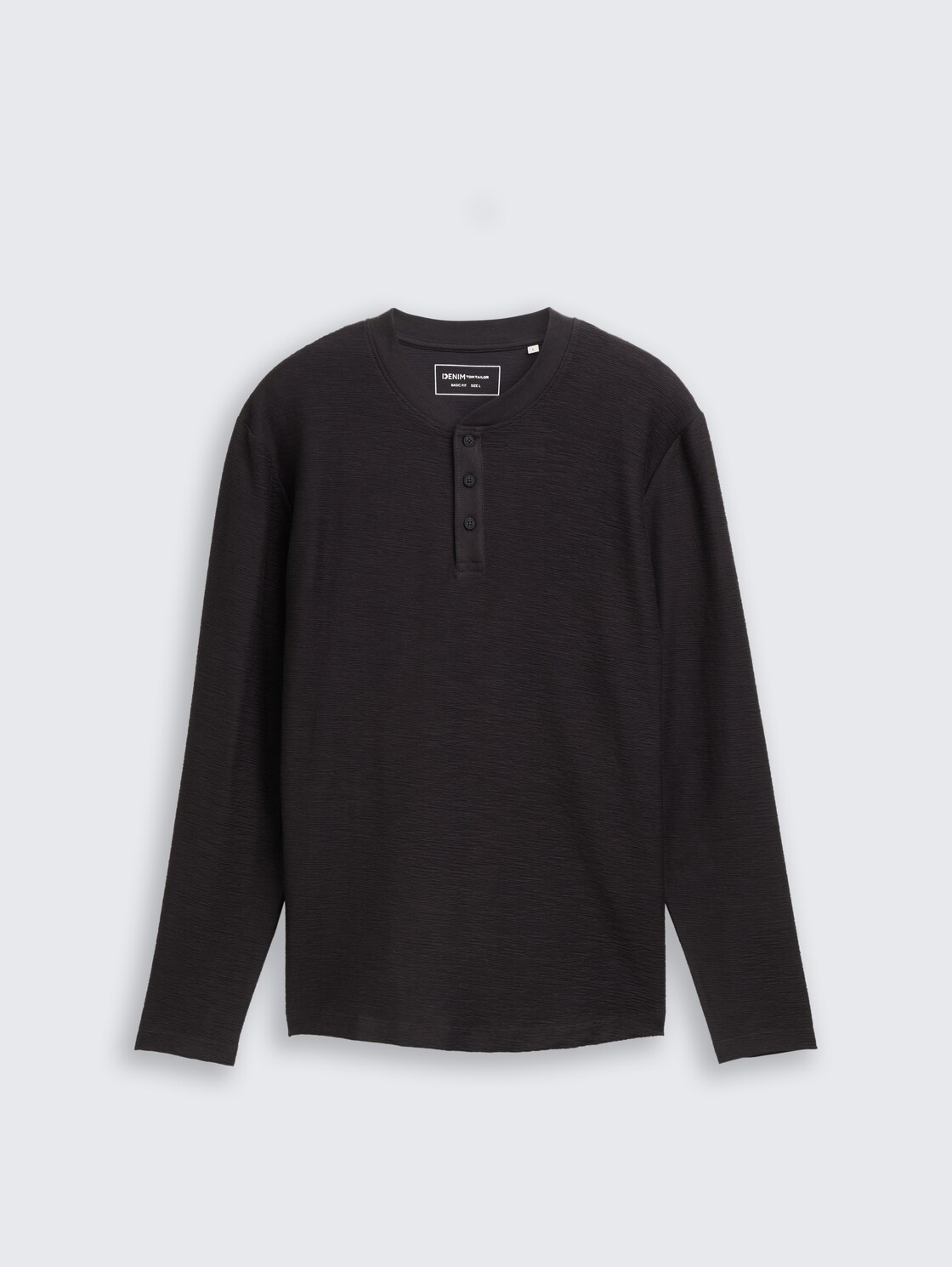 Henley Langarmshirt - Night Watch Black - Vorder-Produkt-Ansicht