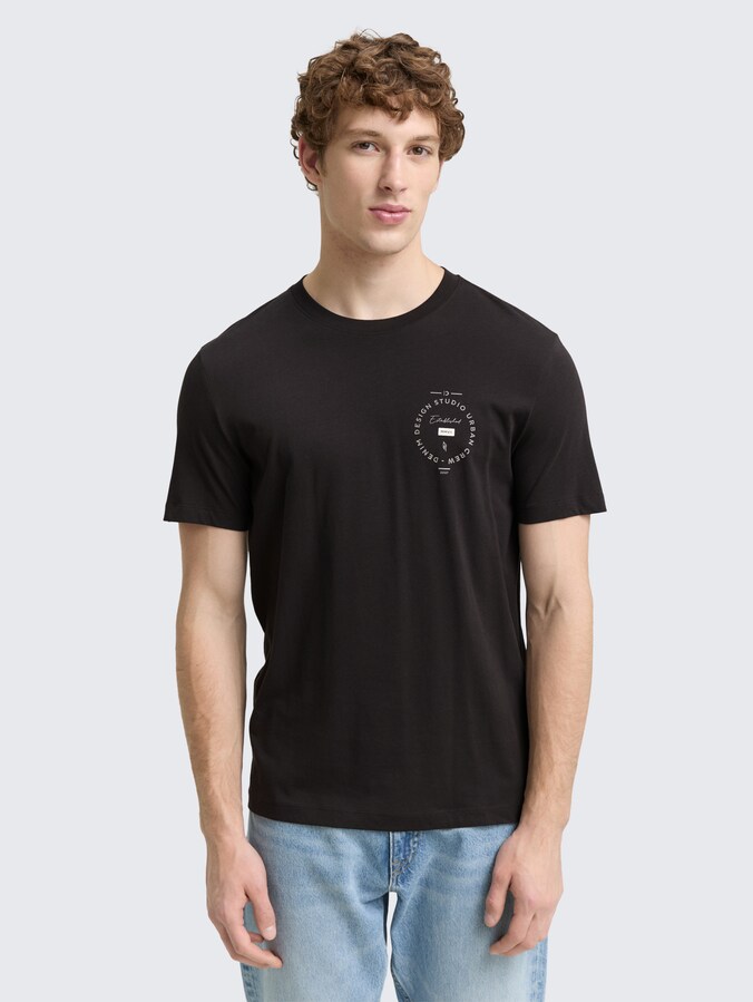 T-Shirt mit Print von Denim Male, Night Watch Black