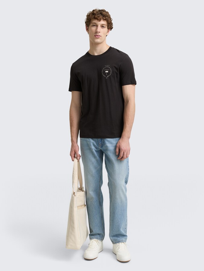 T-Shirt mit Print von Denim Male, Night Watch Black