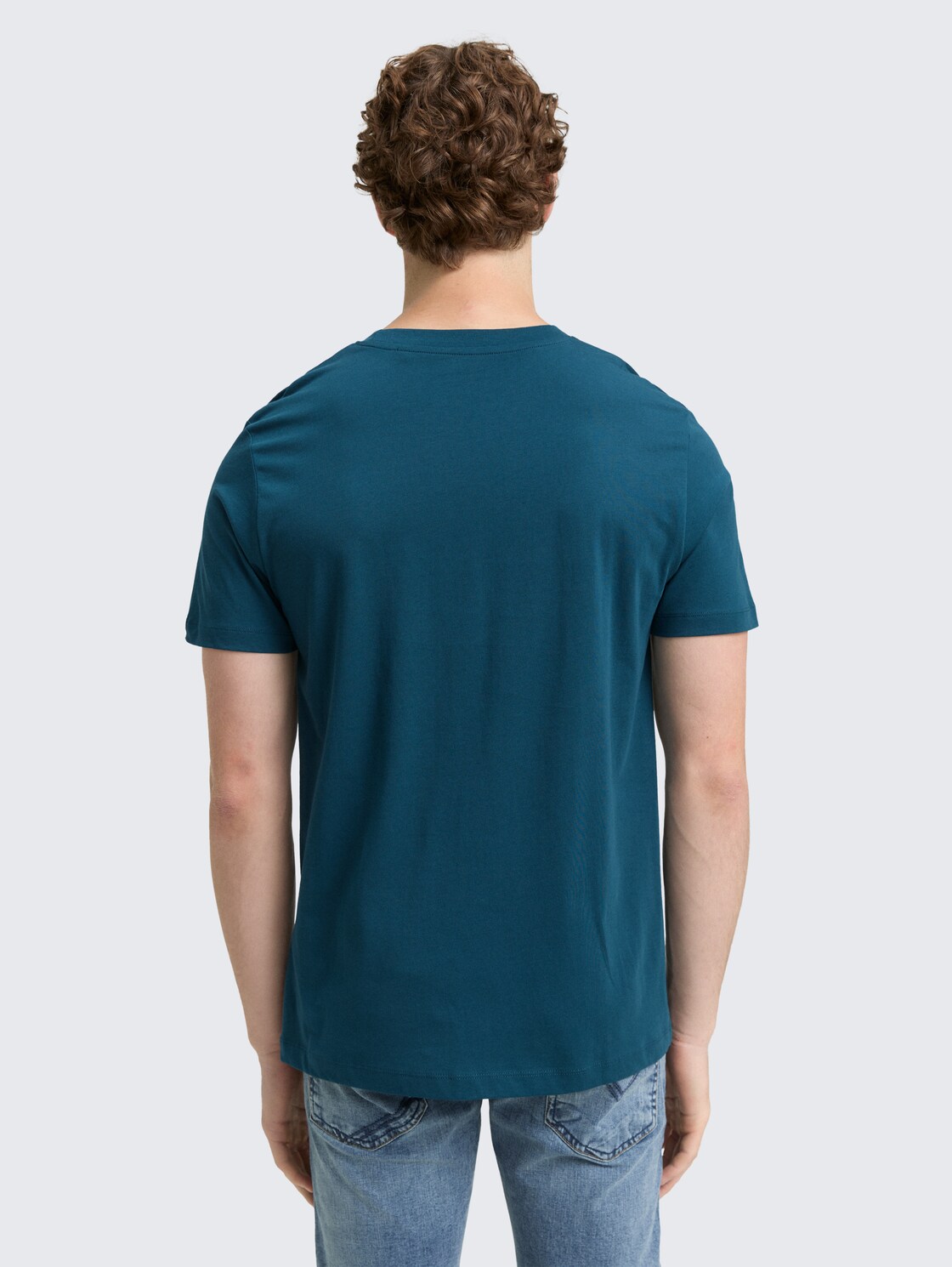 T-Shirt mit Print - deep pond green - Auschnitt Model-Rückansicht