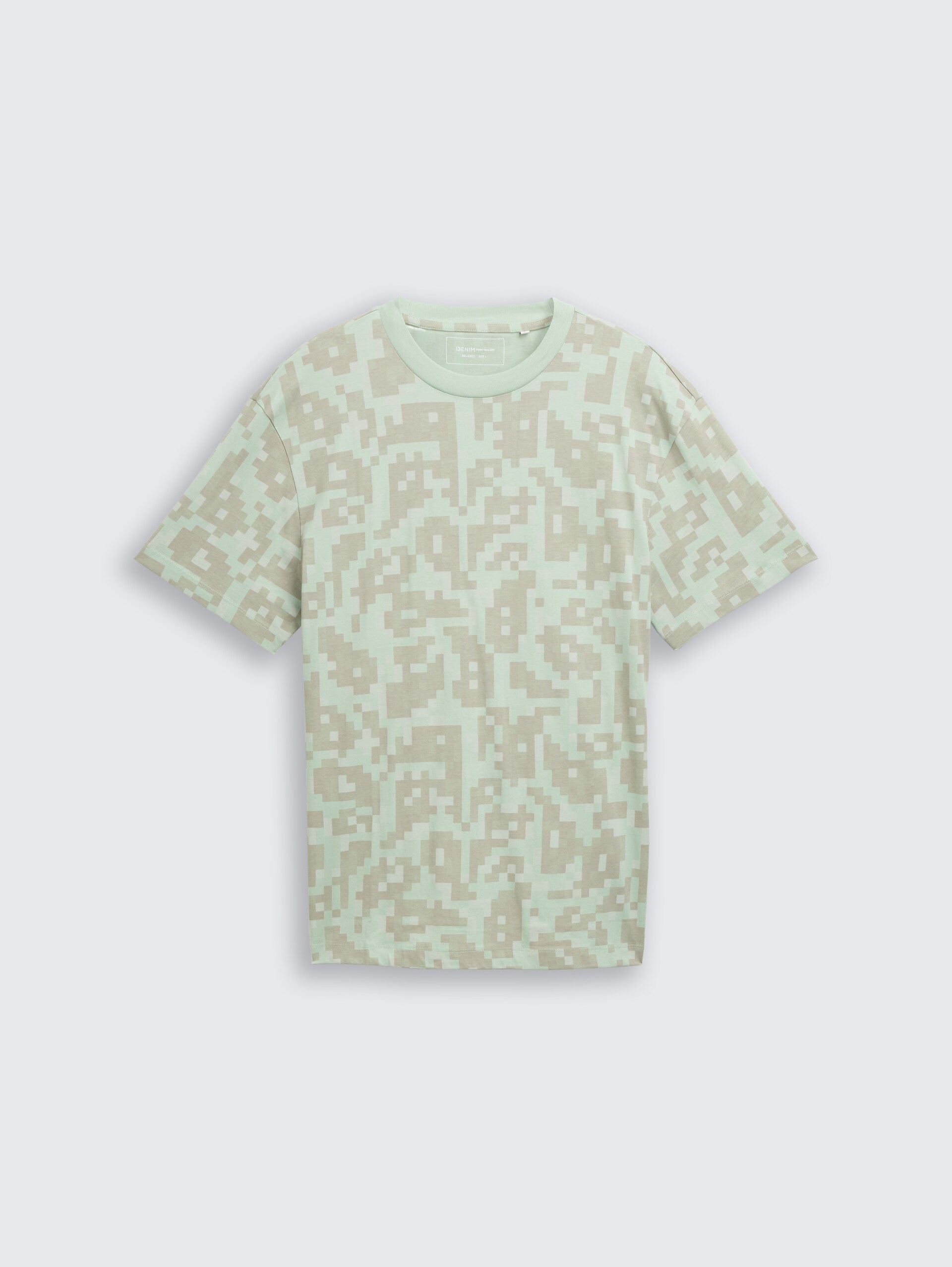 Relaxed fit T-shirt met patroon - mint green big pixel print - Product vooraanzicht