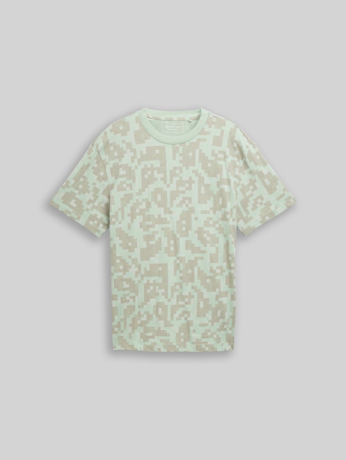 Relaxed fit T-shirt met patroon door Denim Male, mint green big pixel print