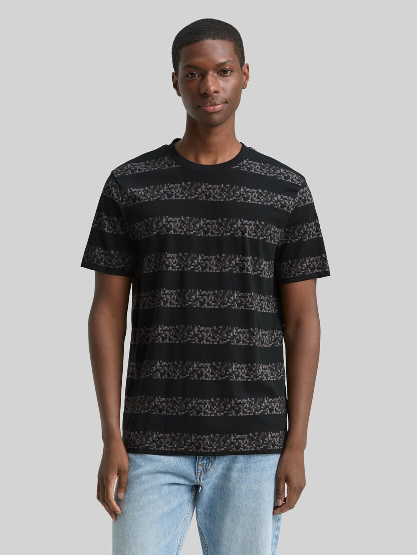 Gestreepte T-Shirt door Denim Male, dark grey mini pixel stripe