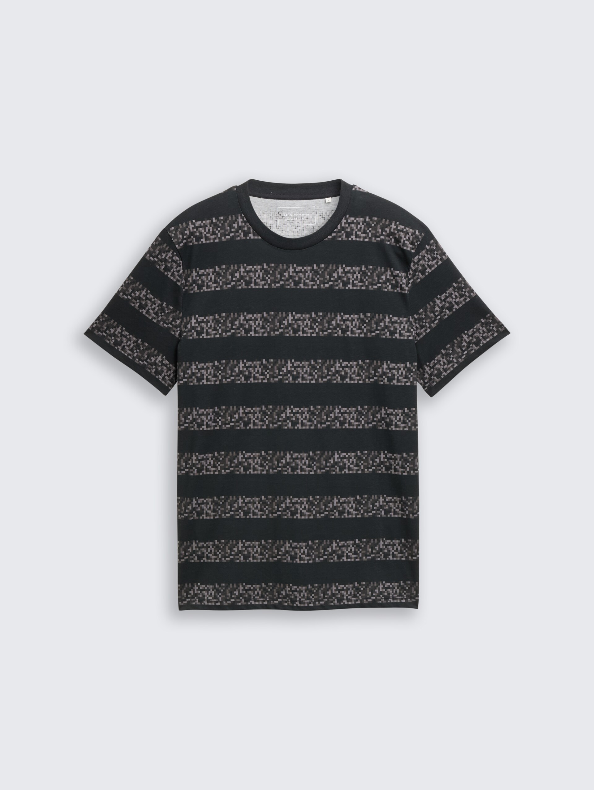 T-Shirt mit Streifenmuster - dark grey mini pixel stripe - Vorder-Produkt-Ansicht