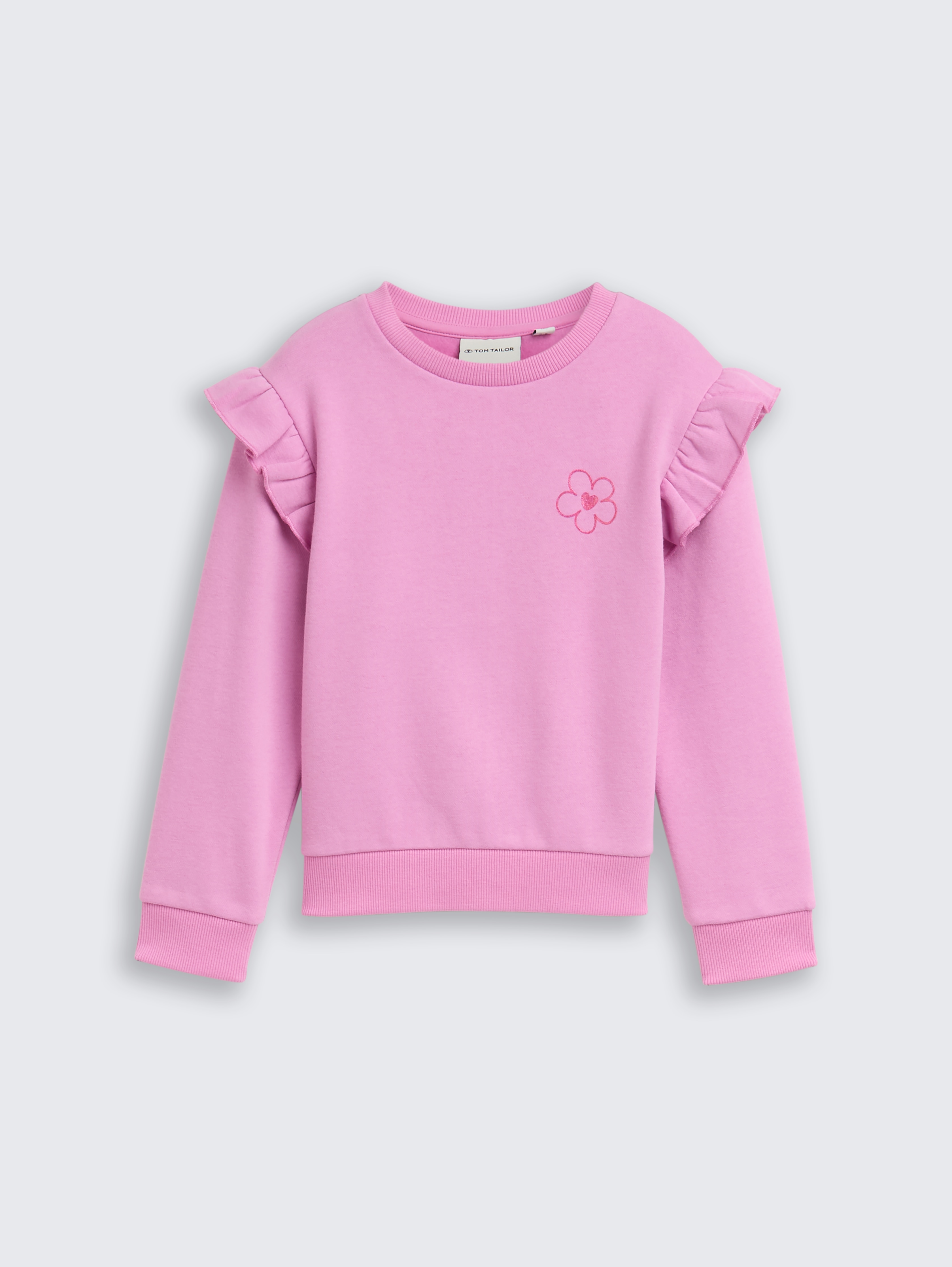 Sweatshirt mit Volants von Mini Girls, flashy mauve