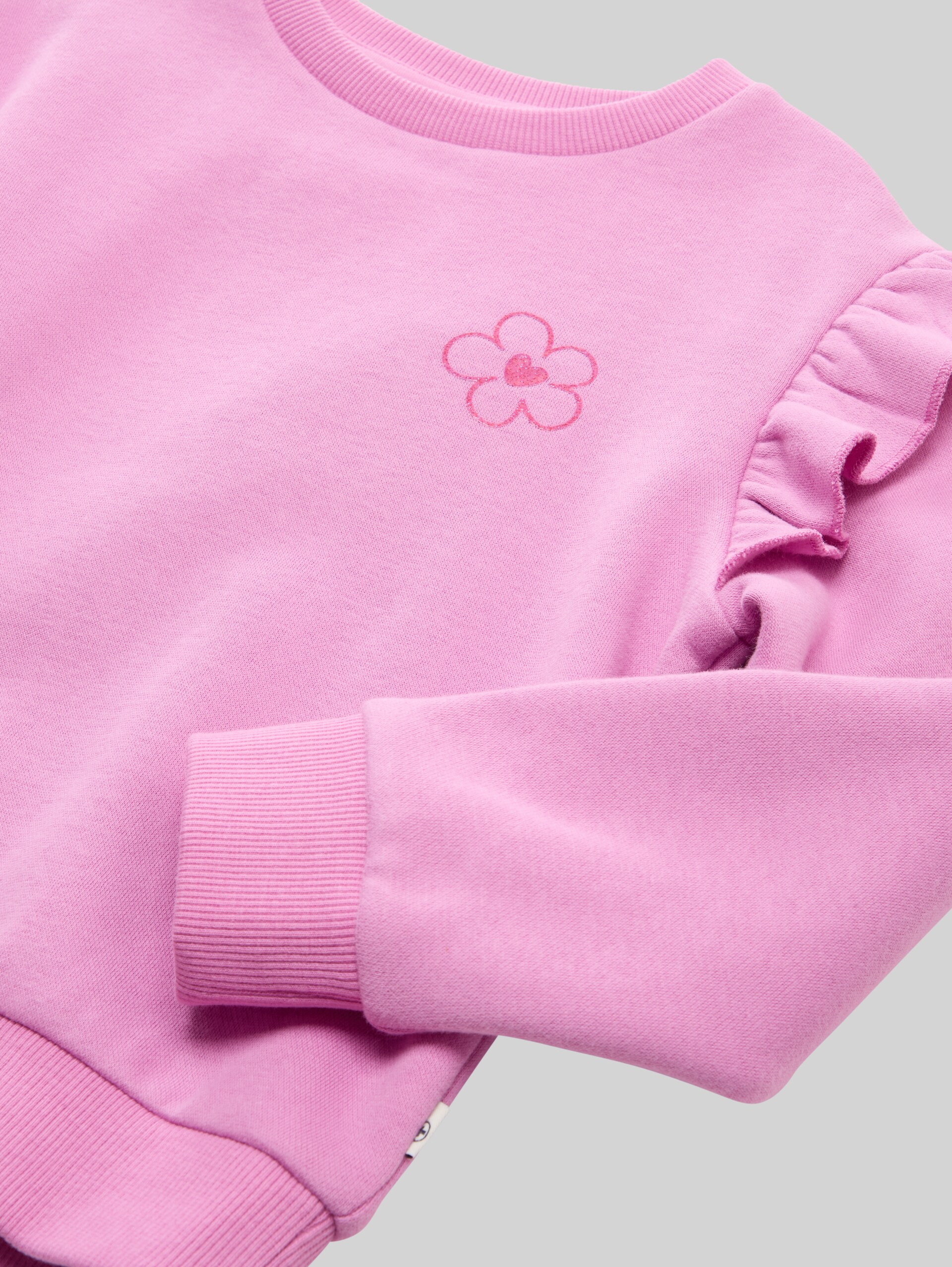 Sweatshirt with flounces - flashy mauve - Detail model view