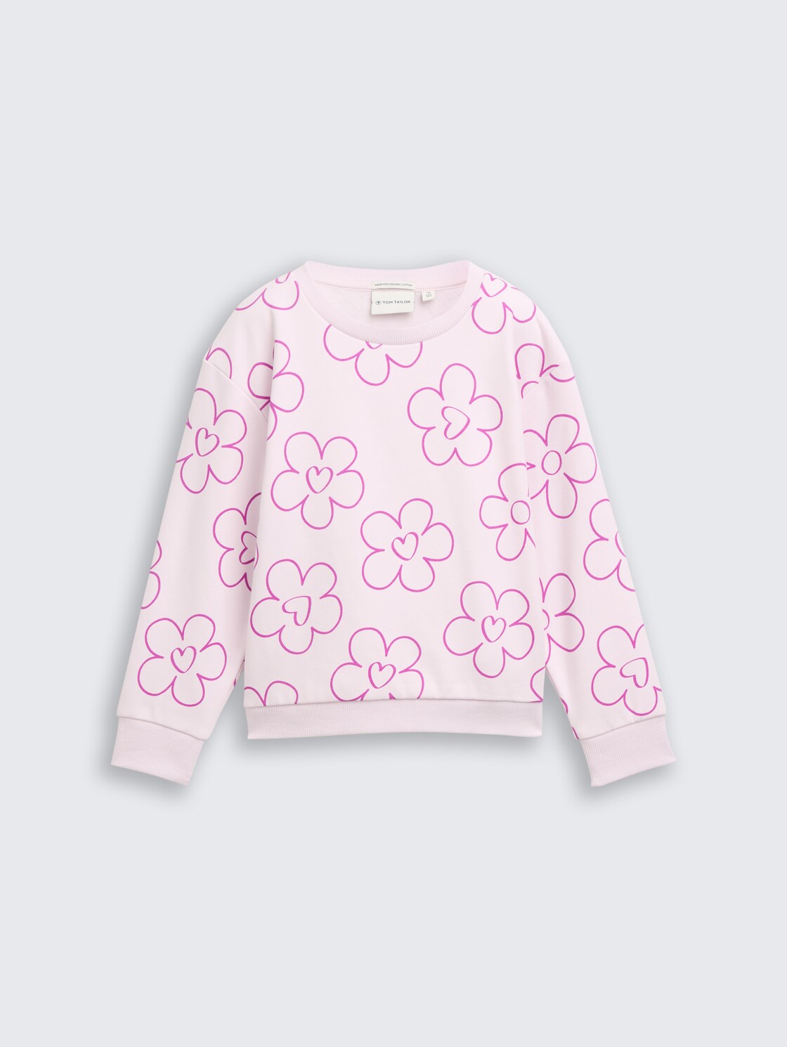 Cropped Sweatshirt mit Allover-Print - neon lilac flower print - Vorder-Produkt-Ansicht