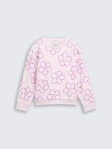 Sweat-shirt cropped avec imprimé allover - neon lilac flower print - Vue de face du produit