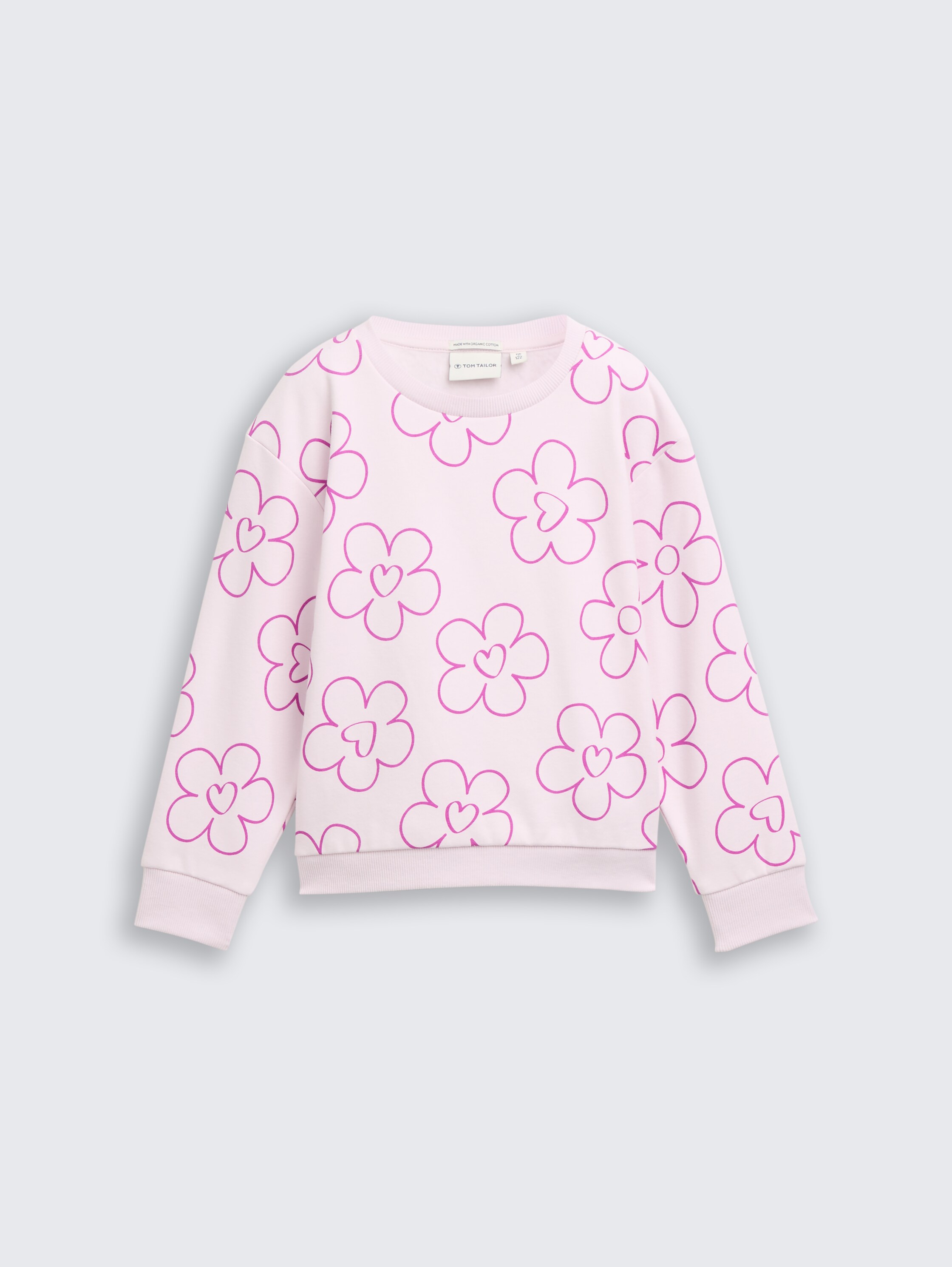 Cropped Sweatshirt mit Allover-Print - neon_lilac_flower_print - 