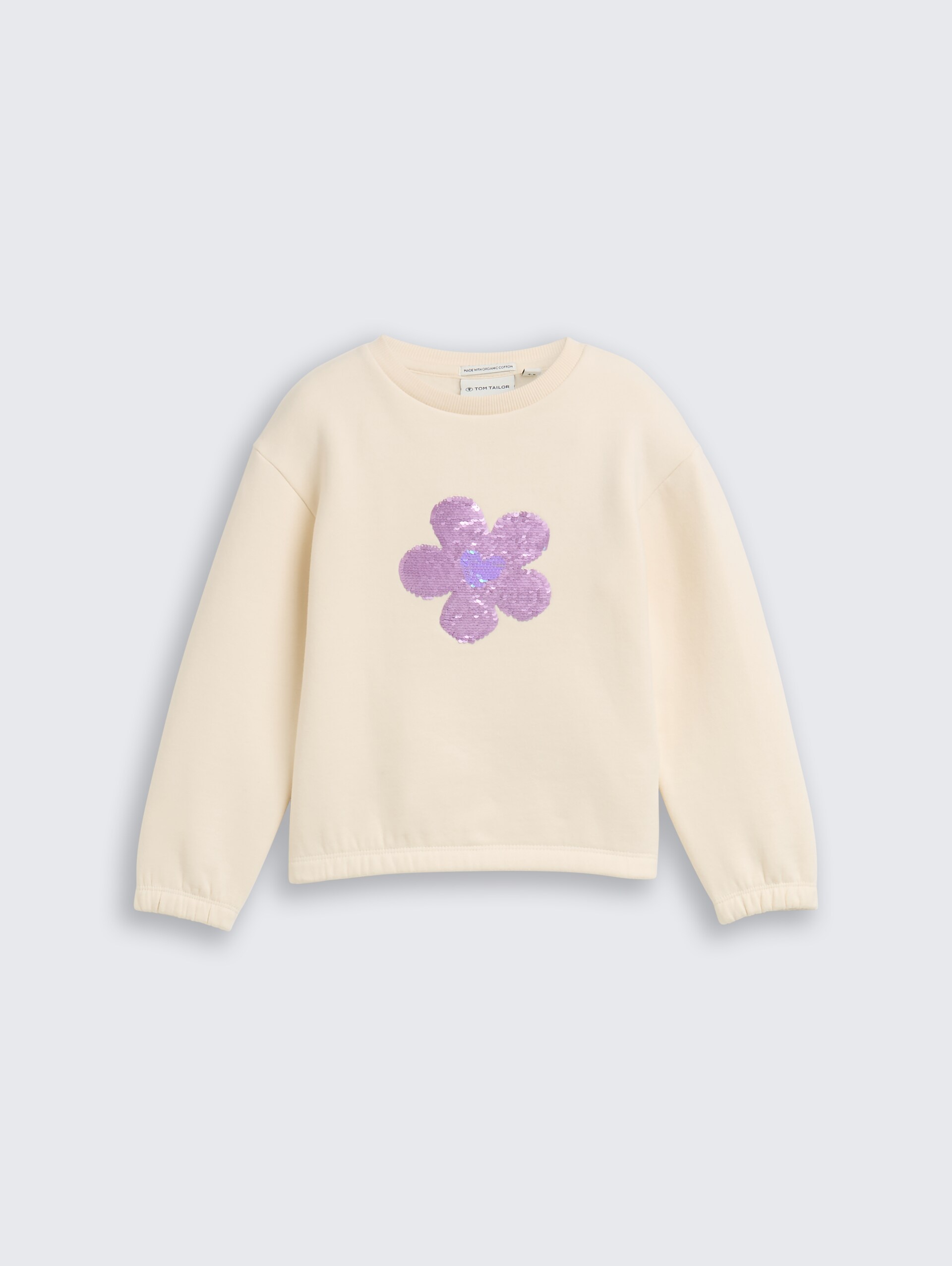 Sweat-shirt court à paillettes réversibles - Dove White - Vue de face du produit