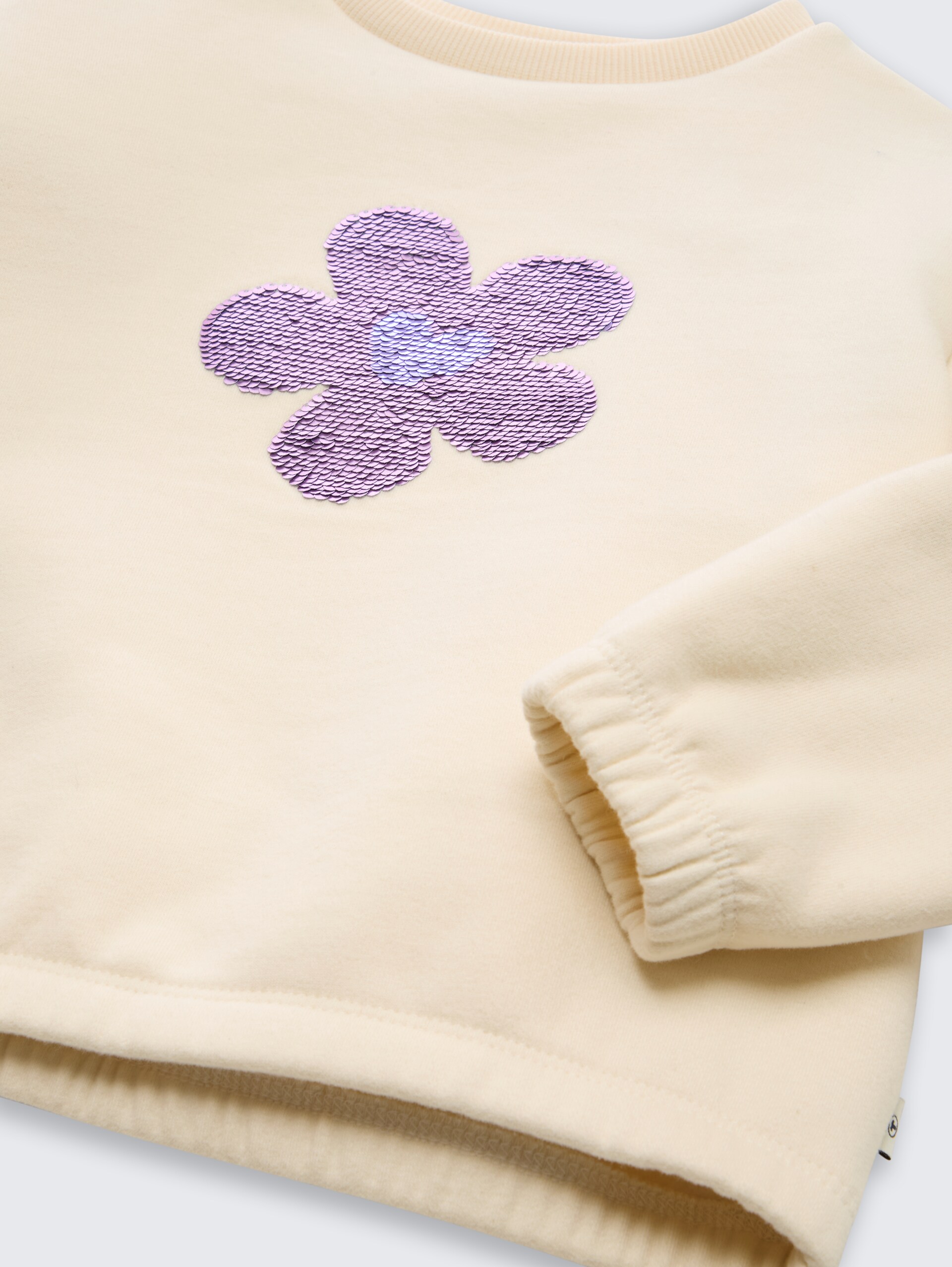 Sweat-shirt court à paillettes réversibles - Dove White - Vue détaillée du modèle